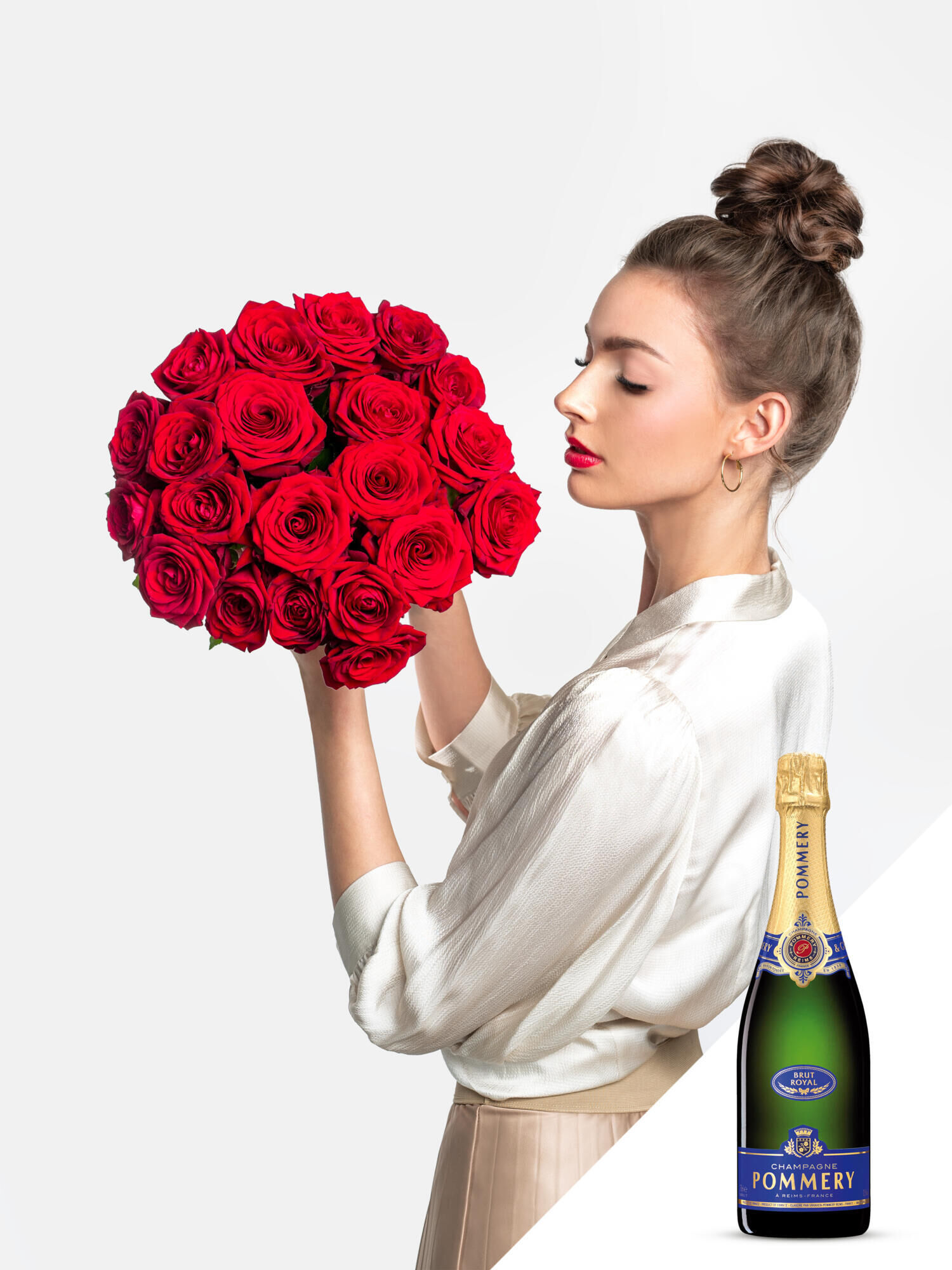 French Love mit Champagner - Hauptblüte: Rosen - Hauptfarbe: Rot