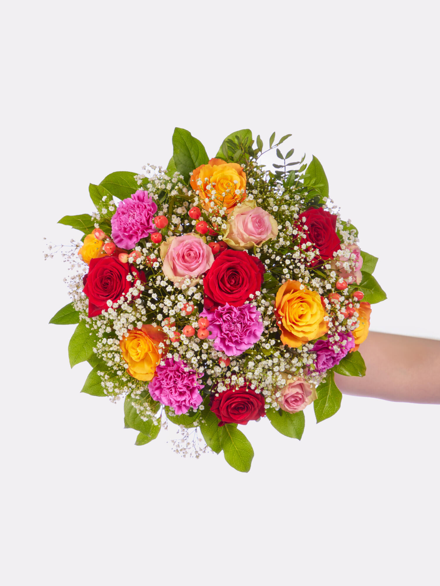 Mutter‑Kind‑Strauß - Hauptblüte: Nelken, Rosen - Hauptfarbe: Bunt