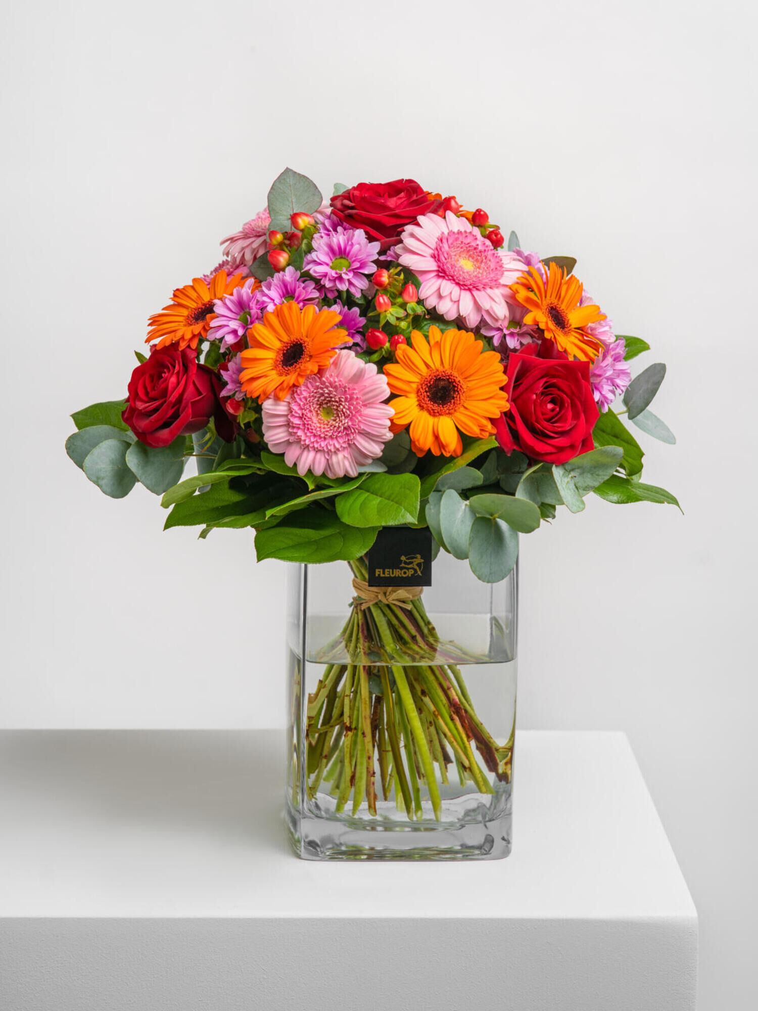 1000 Wünsche - Hauptblüte: Chrysanthemen, Germini, Rosen - Hauptfarbe: Orange, Rosa, Rot
