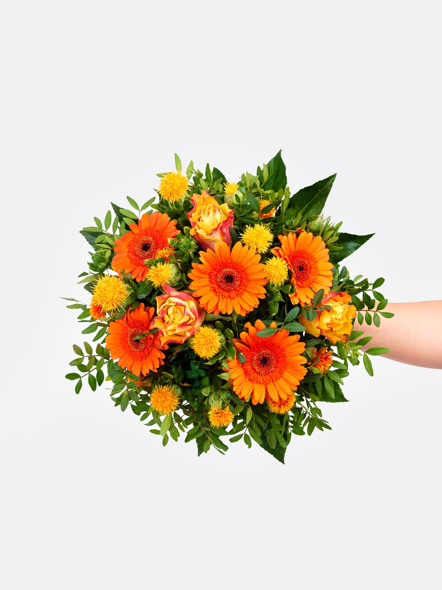 Strauß der Woche - Hauptblüte: Germini, Rosen - Hauptfarbe: Orange