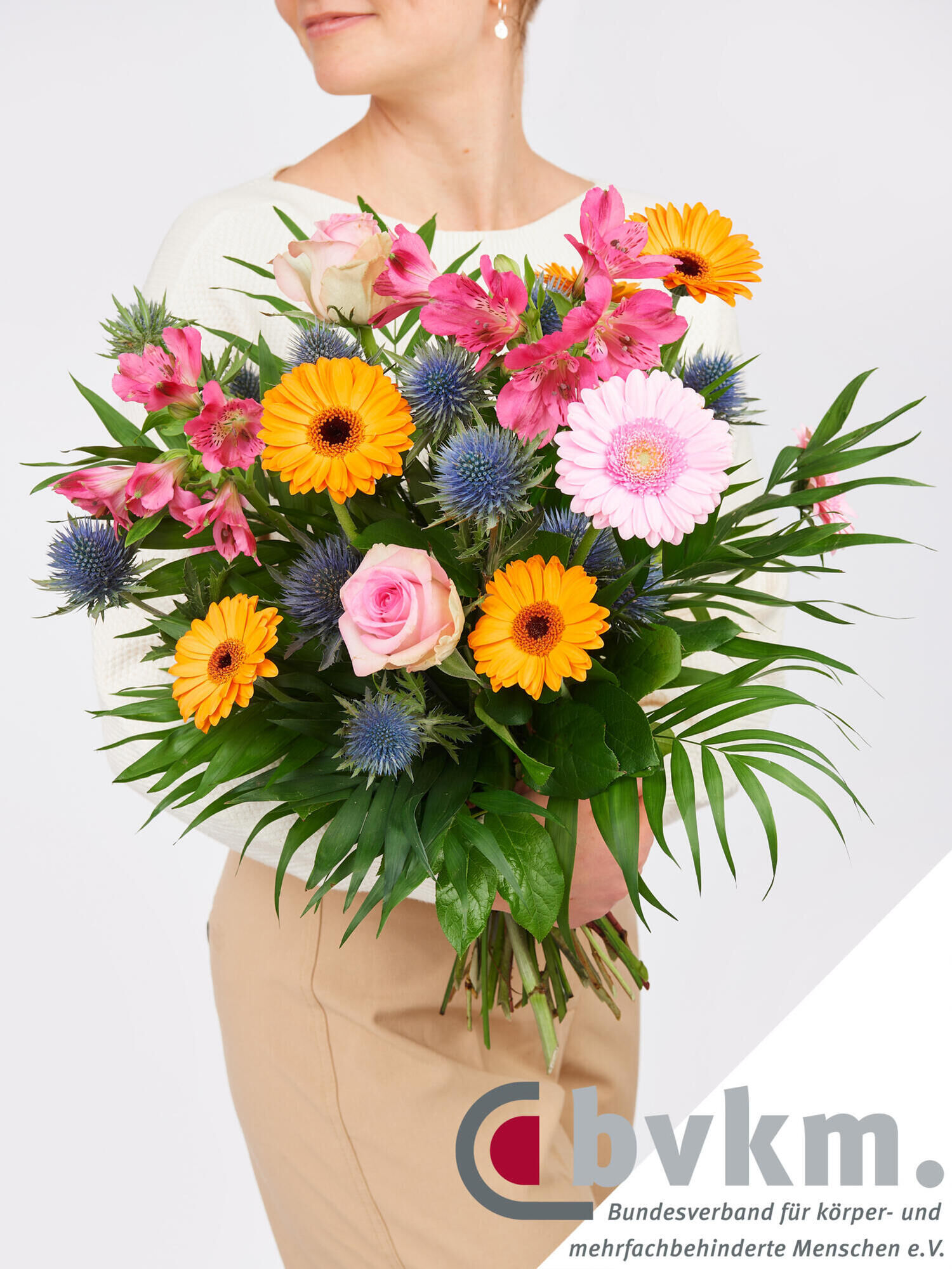 Charity Strauß - Hauptblüte: Alstromerien, Germini, Rosen - Hauptfarbe: Bunt, Orange, Pink, Rosa