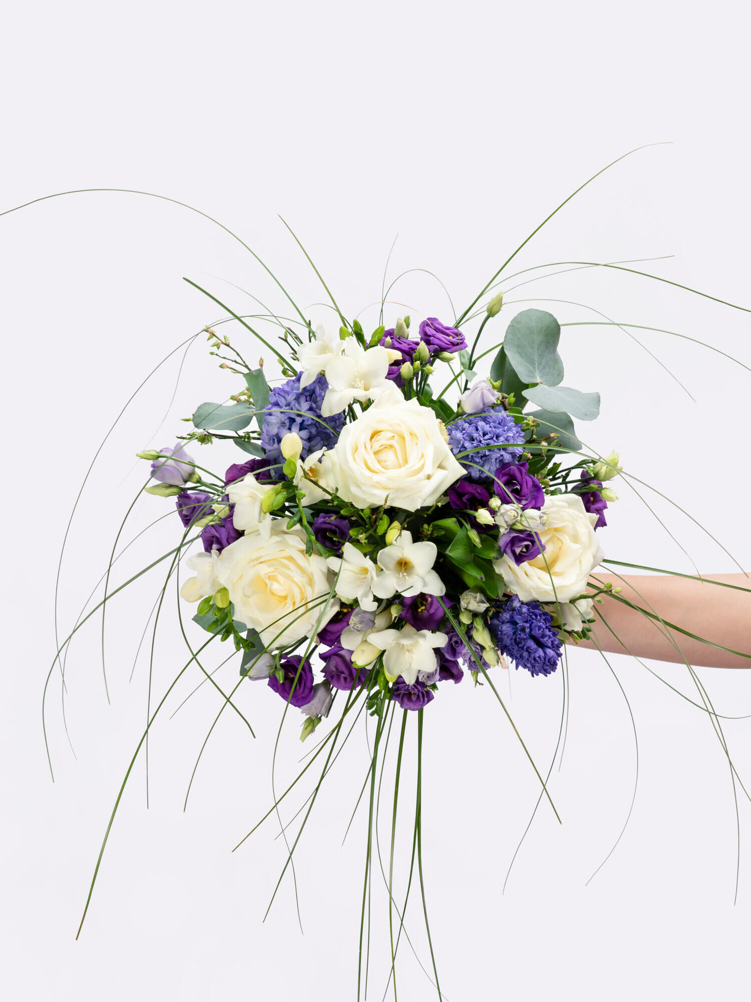 Cloud Magic - Main Colors: BLUE, WHITE - Main Flowers: EUSTOMA, FREESIA, HYACINTHS, ROSES