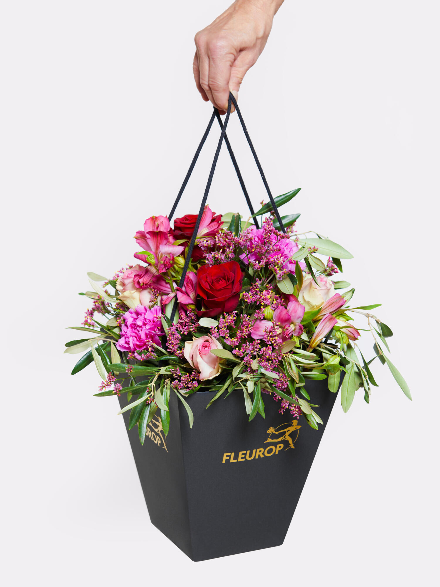 Blütenwunder - Hauptblüte: Alstromerien, Hortensien, Nelken, Rosen - Hauptfarbe: Pink, Rosa, Rot