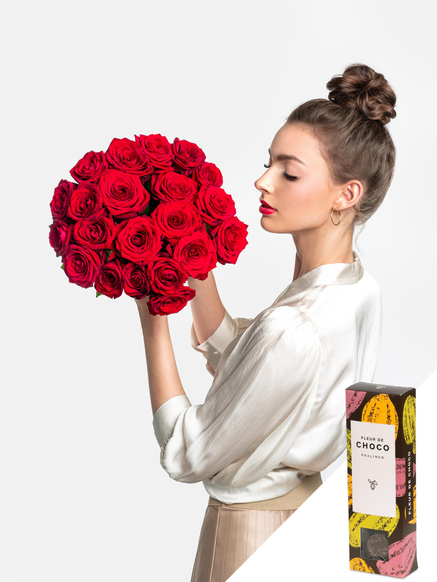 Rosenkavalier  mit Fleur de Choco - Hauptblüte: Rosen - Hauptfarbe: Rot