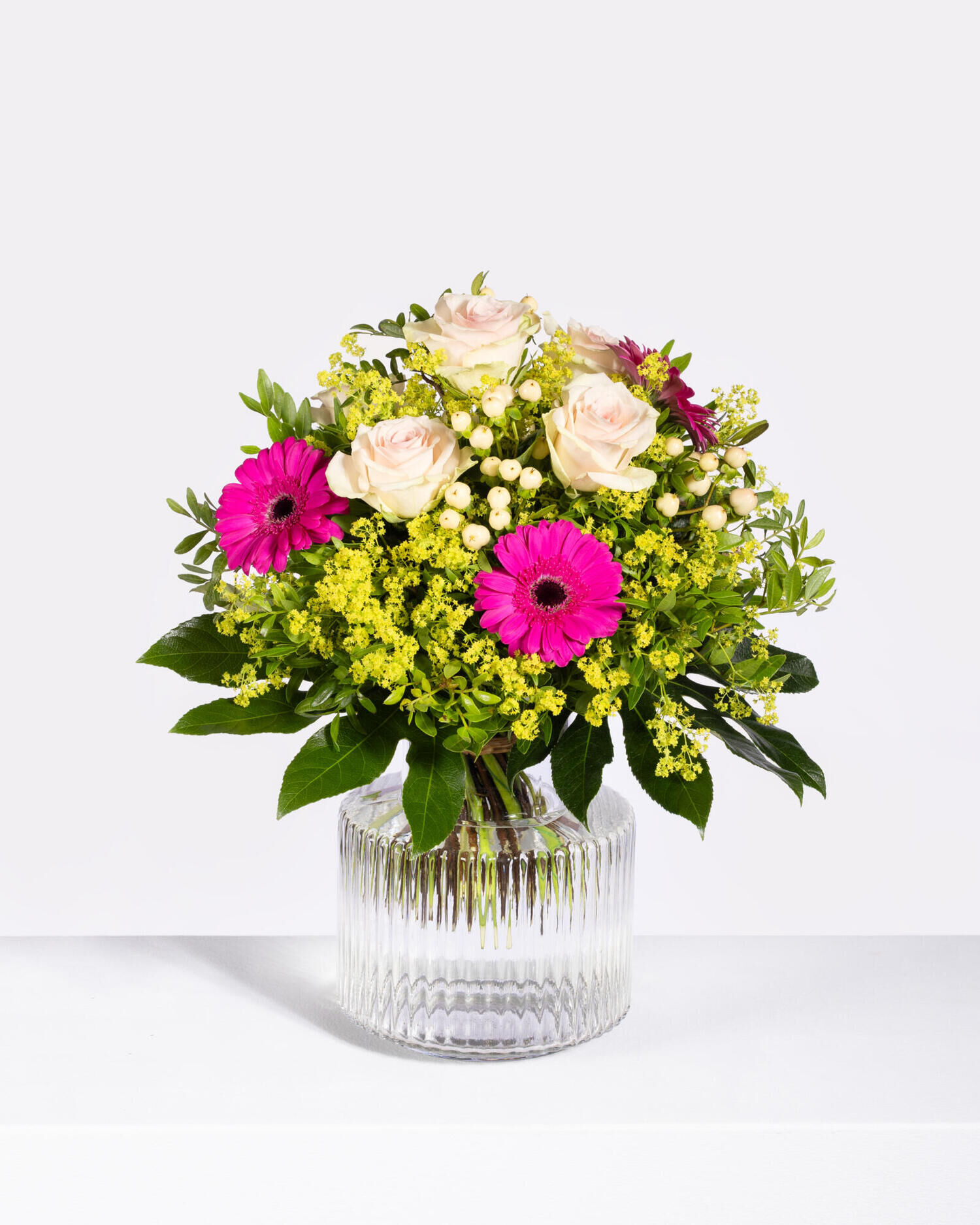 Strauß der Woche - Hauptblüte: Germini, Rosen - Hauptfarbe: Pink, Rosa
