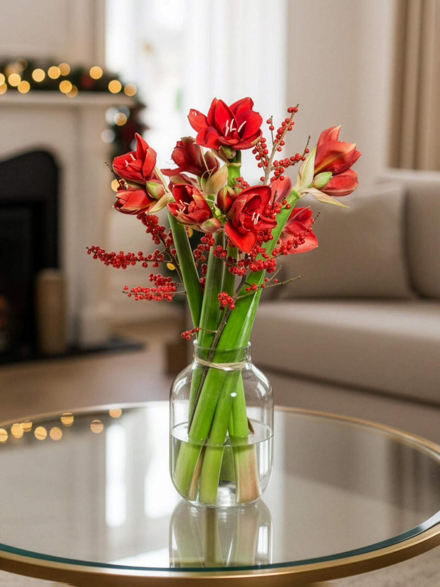 Roter Amaryllistraum - Hauptblüte: Amaryllis - Hauptfarbe: Rot