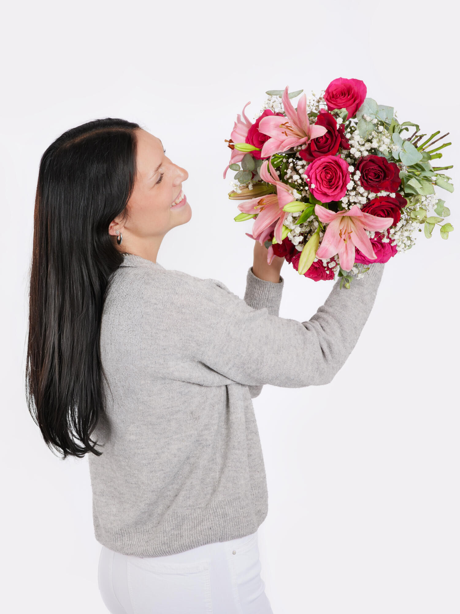 Glamorous Charm - Hauptblüte: Lilien, Rosen - Hauptfarbe: Pink, Rosa, Rot