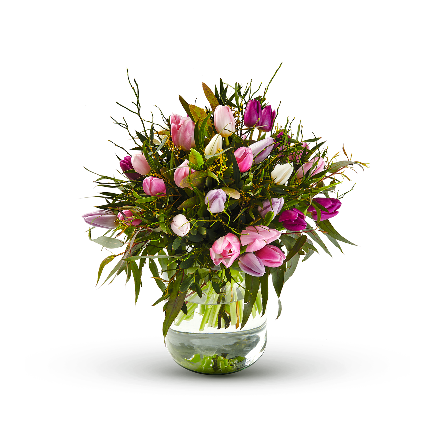 Bouquet with tulips in pastel