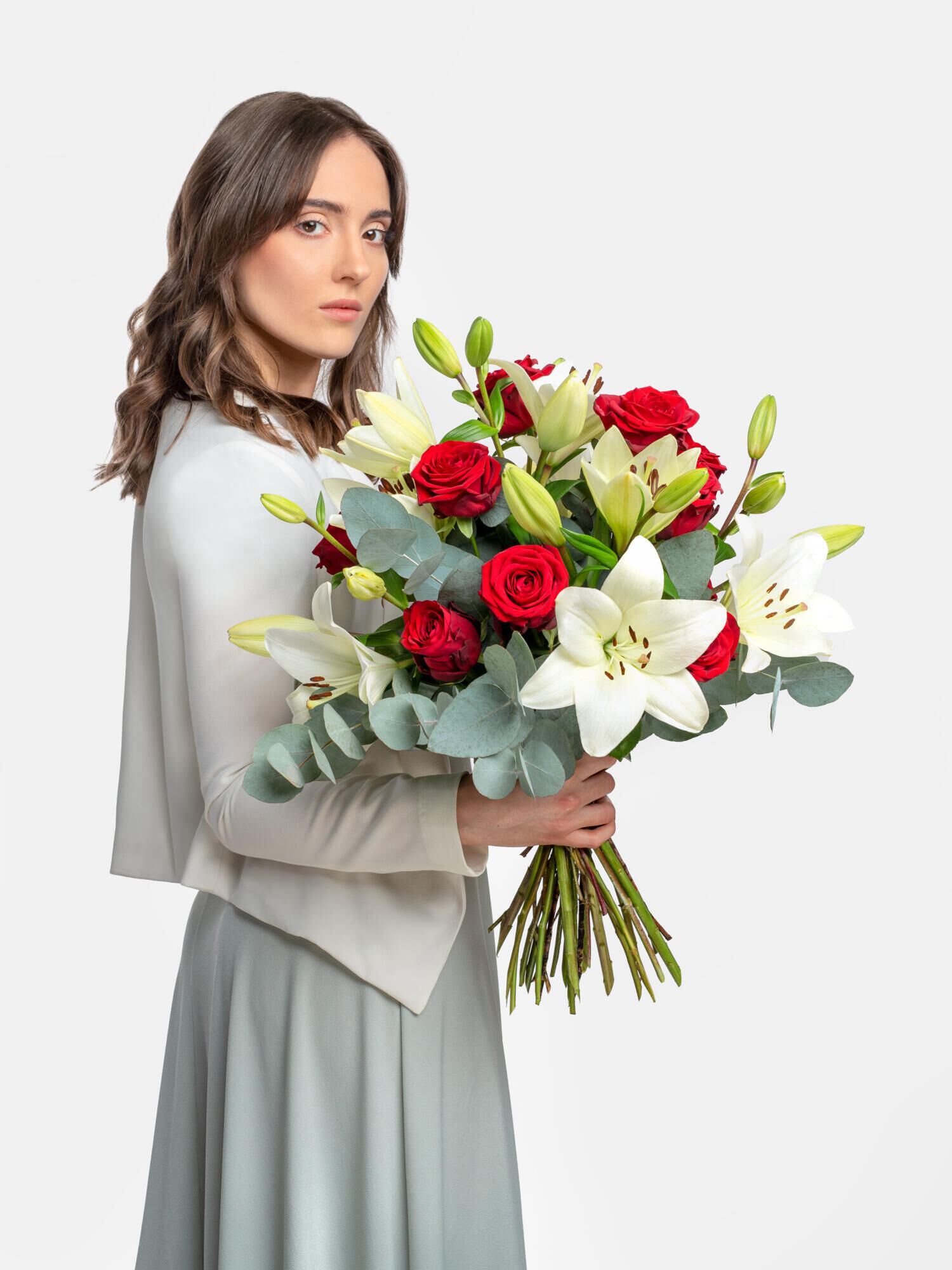 Ti Amo - Hauptblüte: Lilien, Rosen - Hauptfarbe: Rot, Weiß