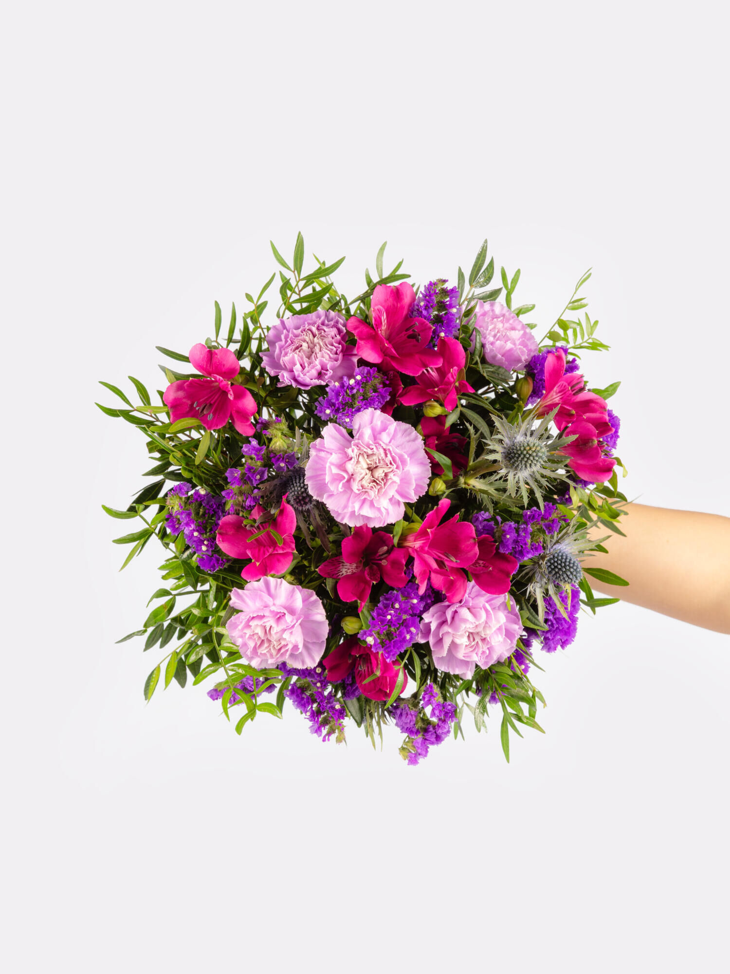 Strauß der Woche - Hauptblüte: Alstromerien, Nelken - Hauptfarbe: Pink, Violett