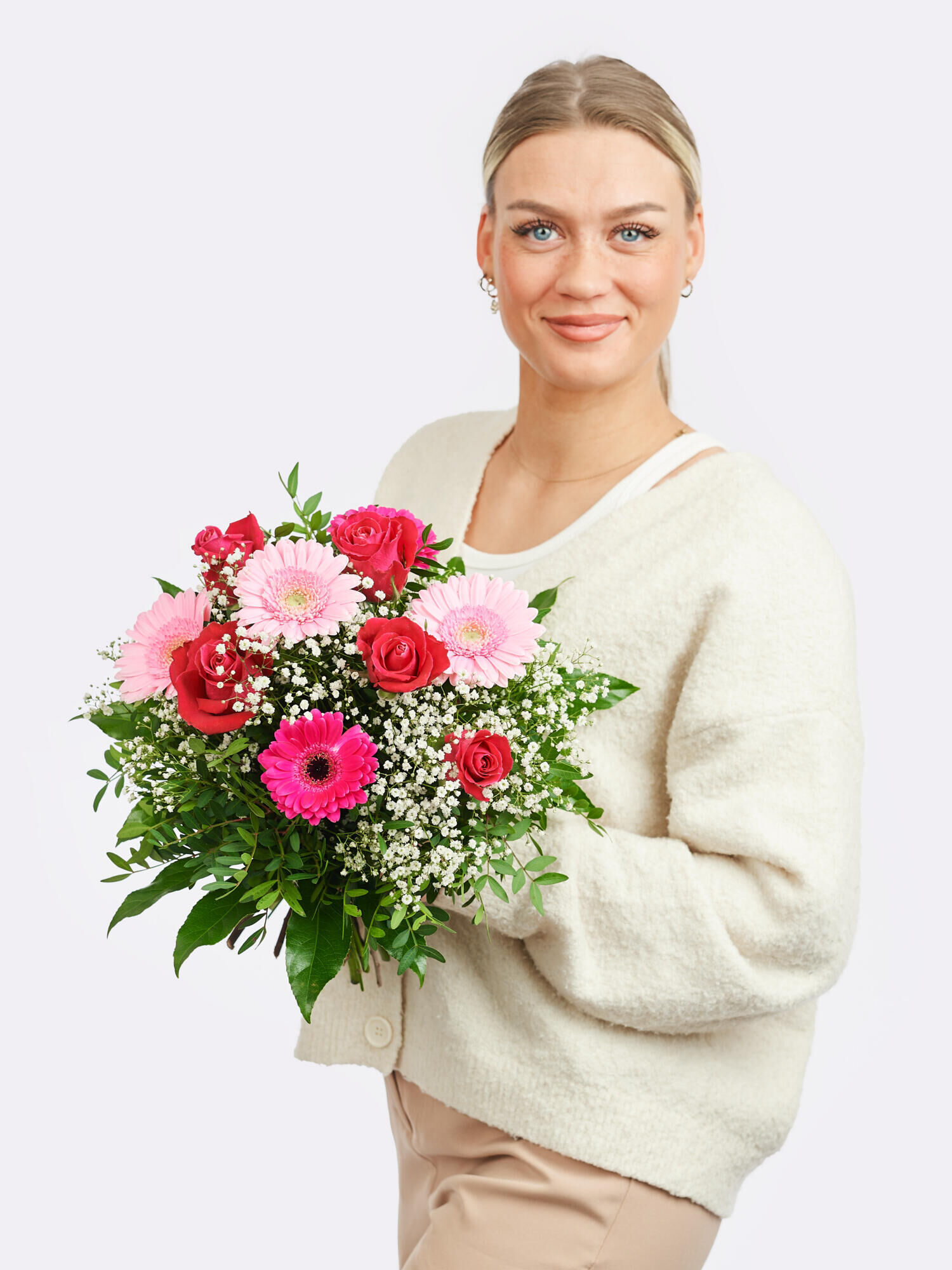 Strauß der Woche - Hauptblüte: Germini, Rosen - Hauptfarbe: Pink, Rosa