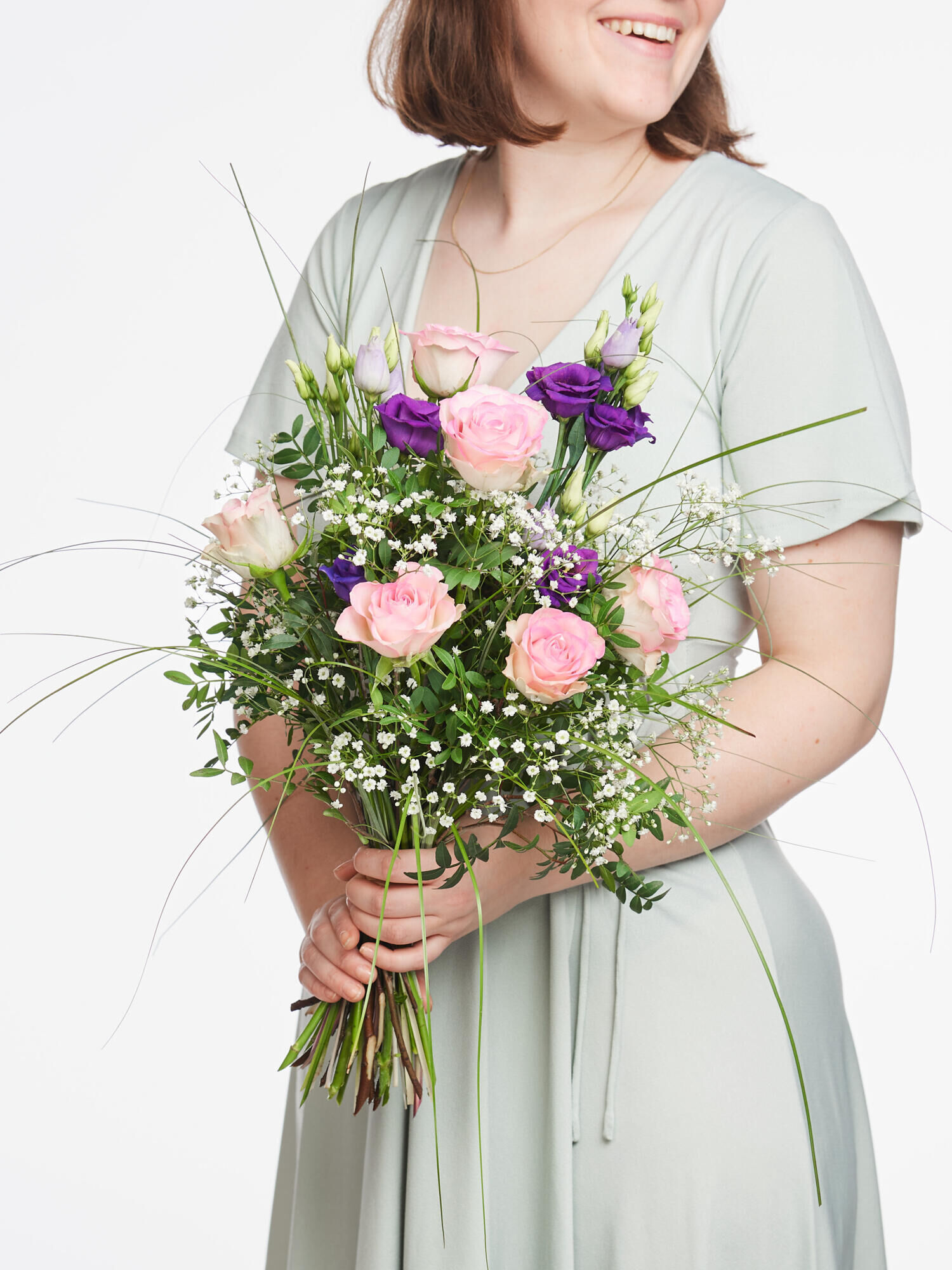 Strauß der Woche - Hauptblüte: Eustoma, Rosen - Hauptfarbe: Rosa, Violett