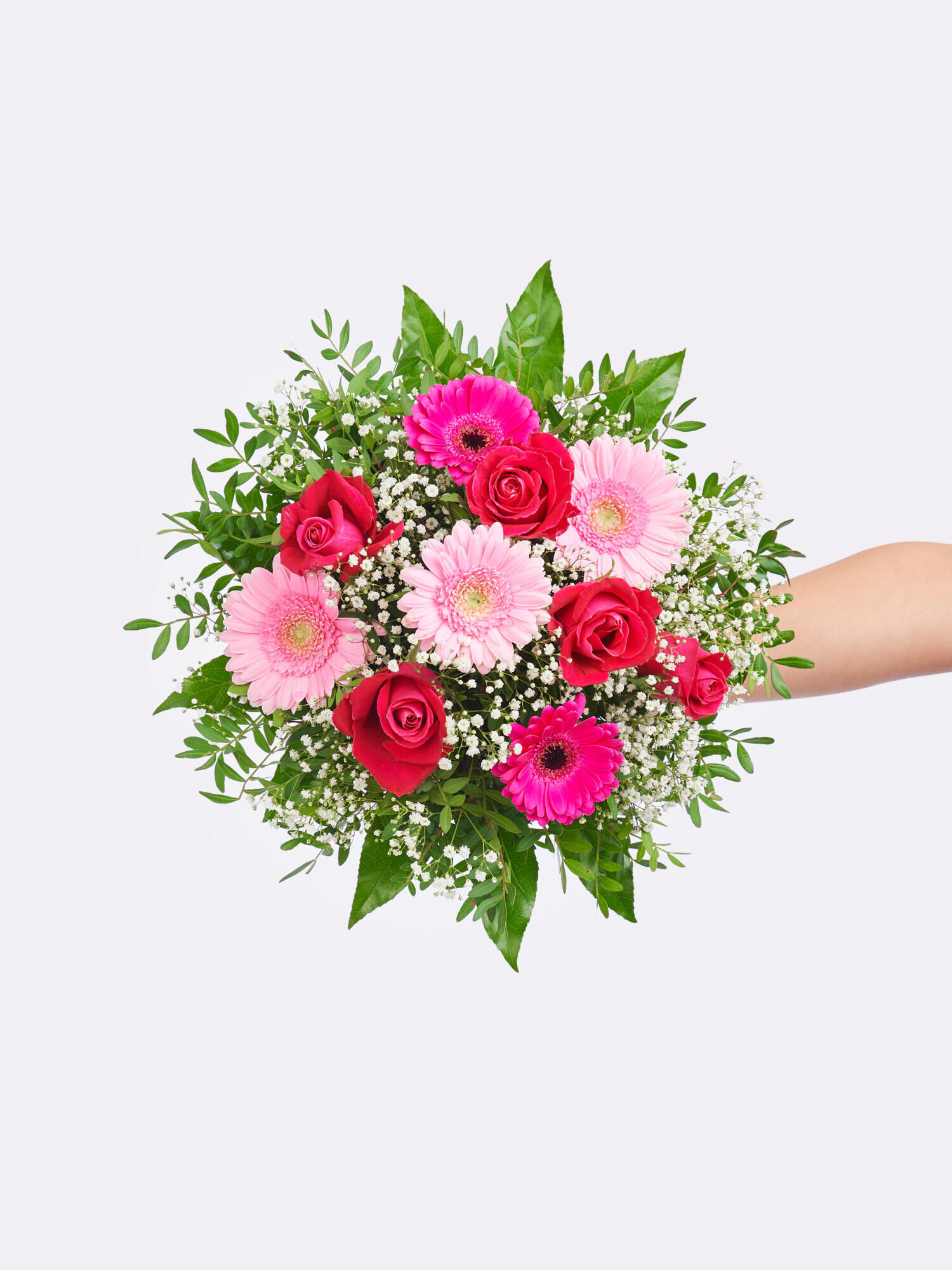 Strauß der Woche - Hauptblüte: Germini, Rosen - Hauptfarbe: Pink, Rosa