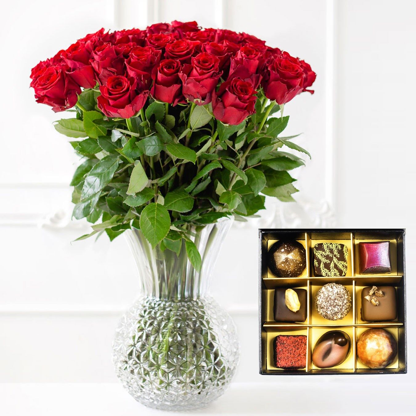 15 roses and a box of chocolates