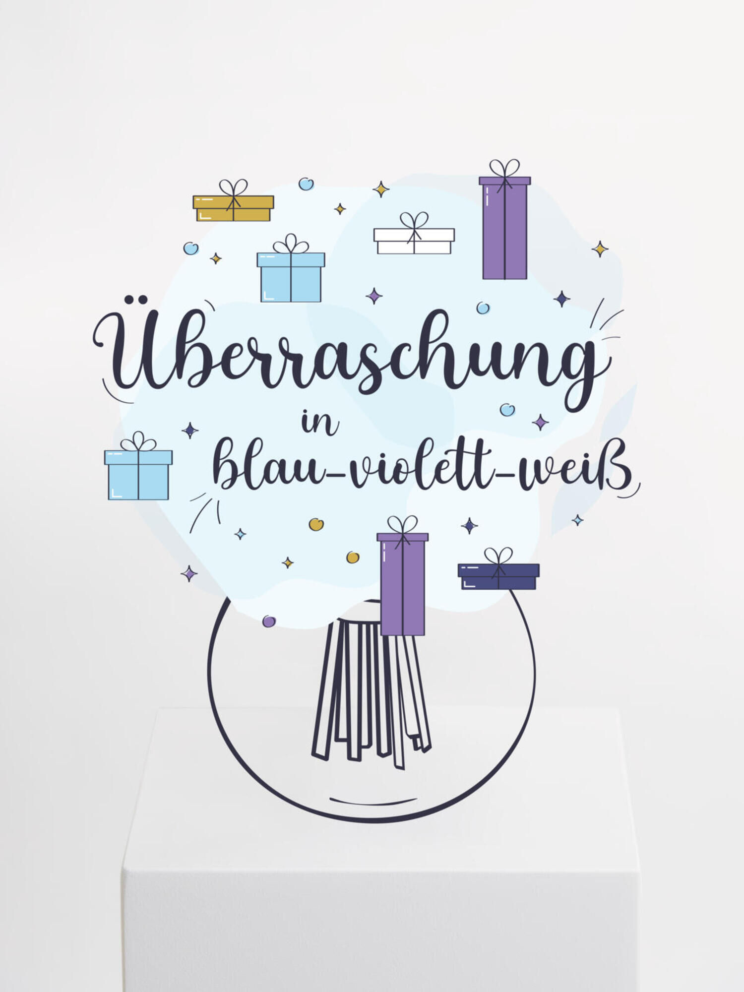 Überraschungsstrauß in Blau-Violett-Weiß
