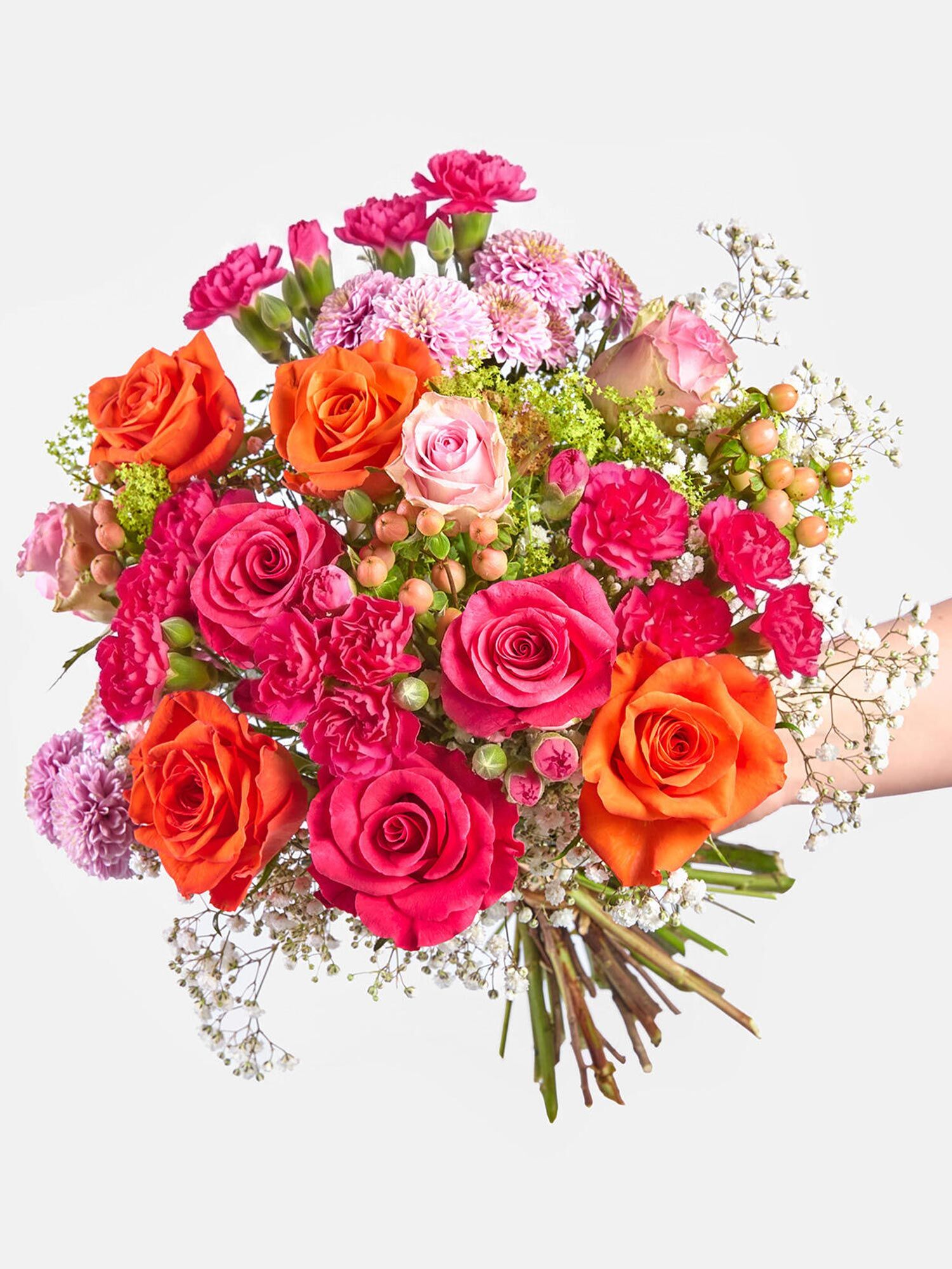 Für meine Heldin - Hauptblüte: Chrysanthemen, Rosen - Hauptfarbe: Gelb, Orange, Rosa