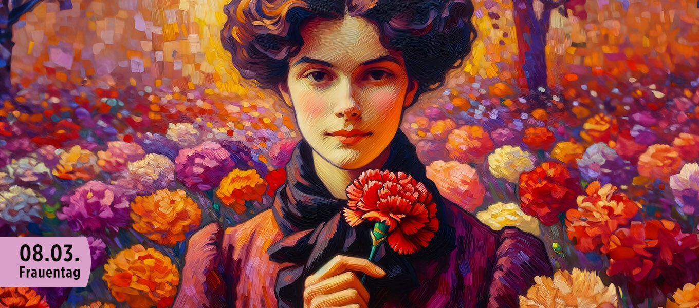 KI Bild von einer Frau mit einer Blume in der Hand
