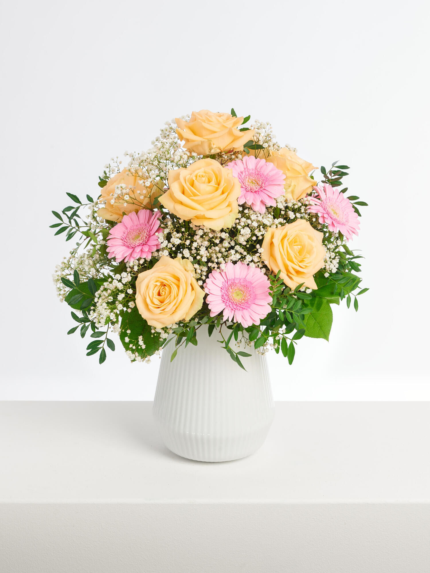 Schöne Grüße  - Hauptblüte: Germini, Rosen - Hauptfarbe: Apricot, Rosa