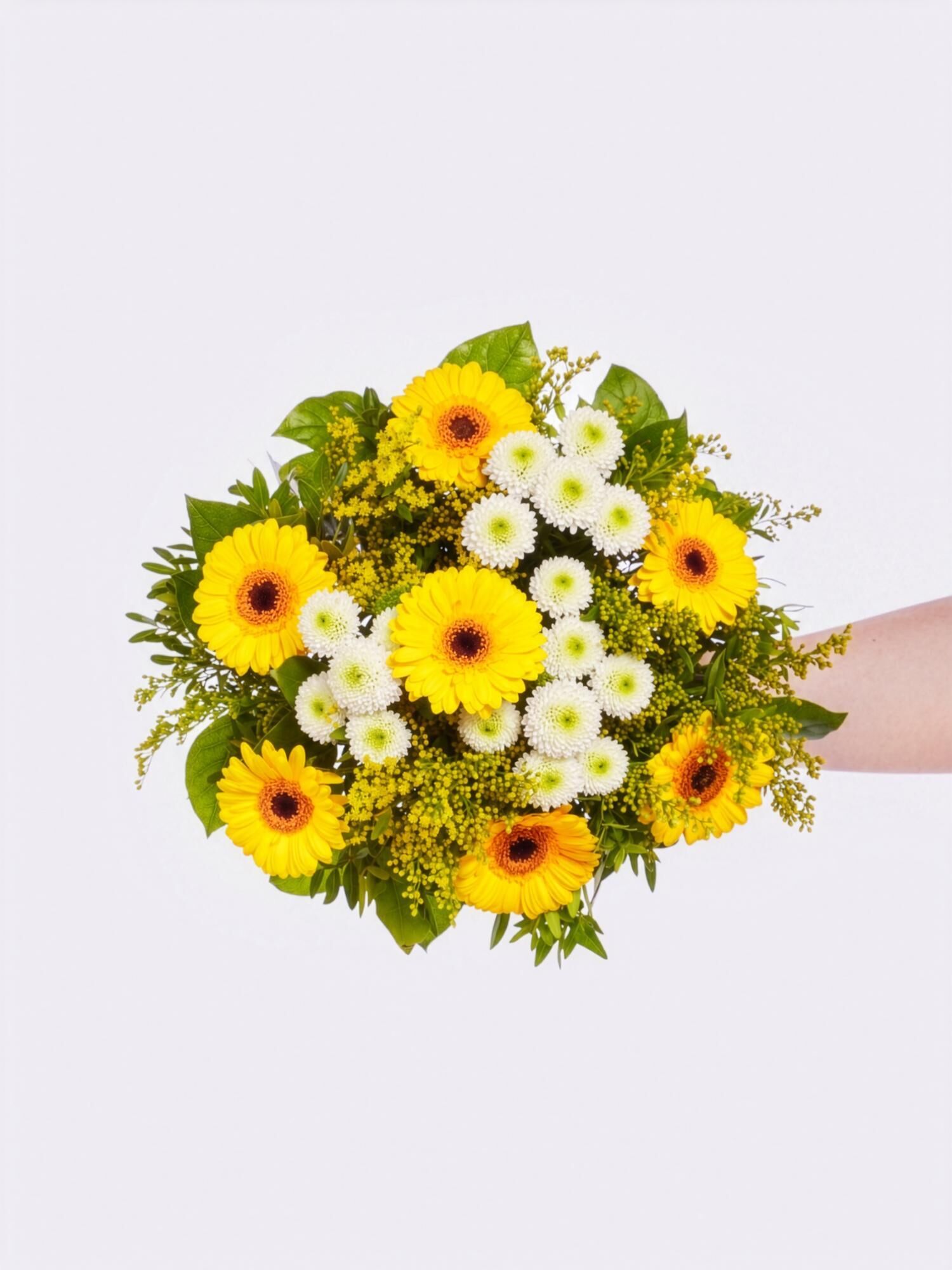 Strauß der Woche - Hauptblüte: Germini - Hauptfarbe: Gelb, Weiß