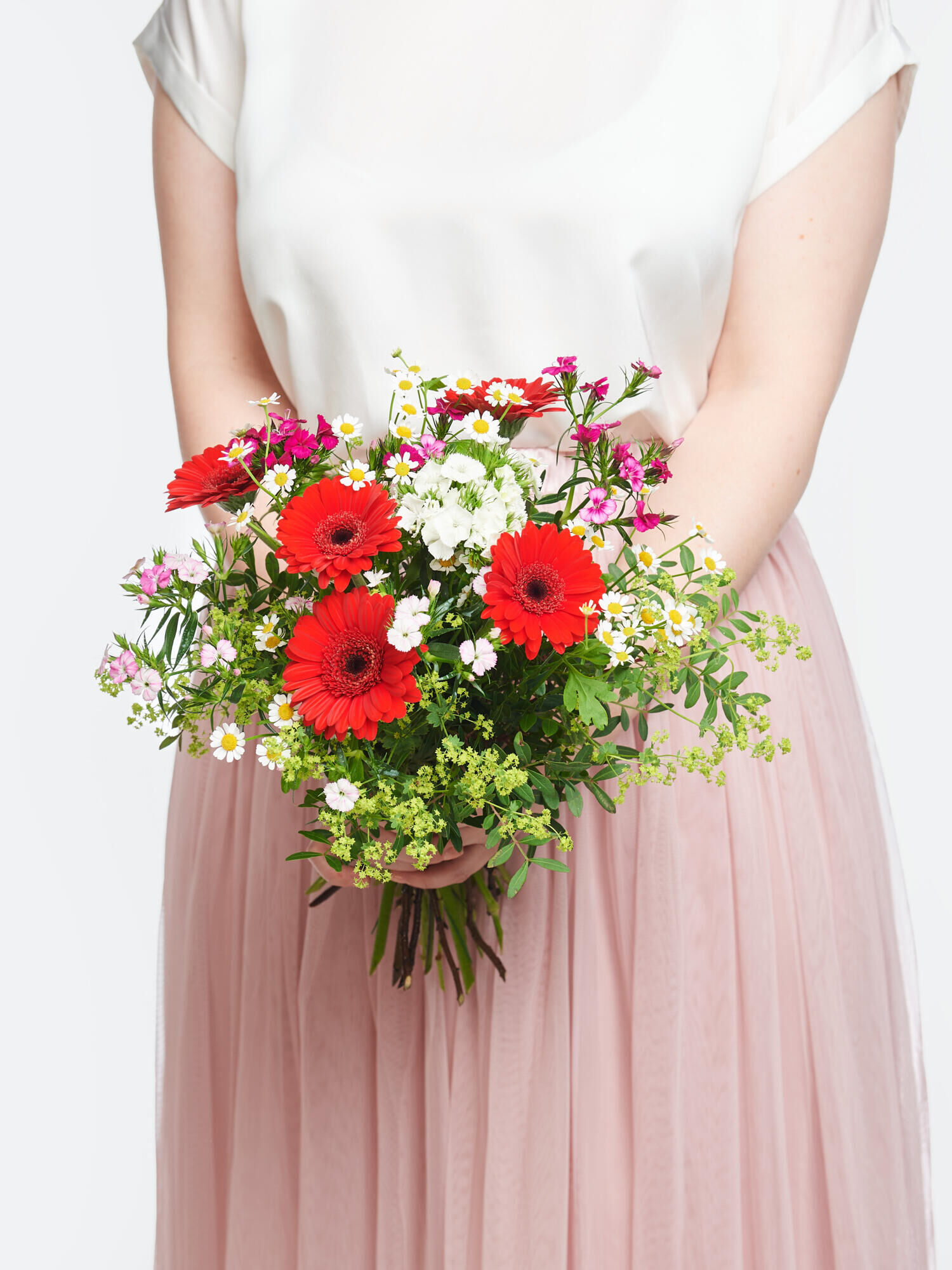 Strauß der Woche - Hauptblüte: Germini - Hauptfarbe: Rosa, Rot