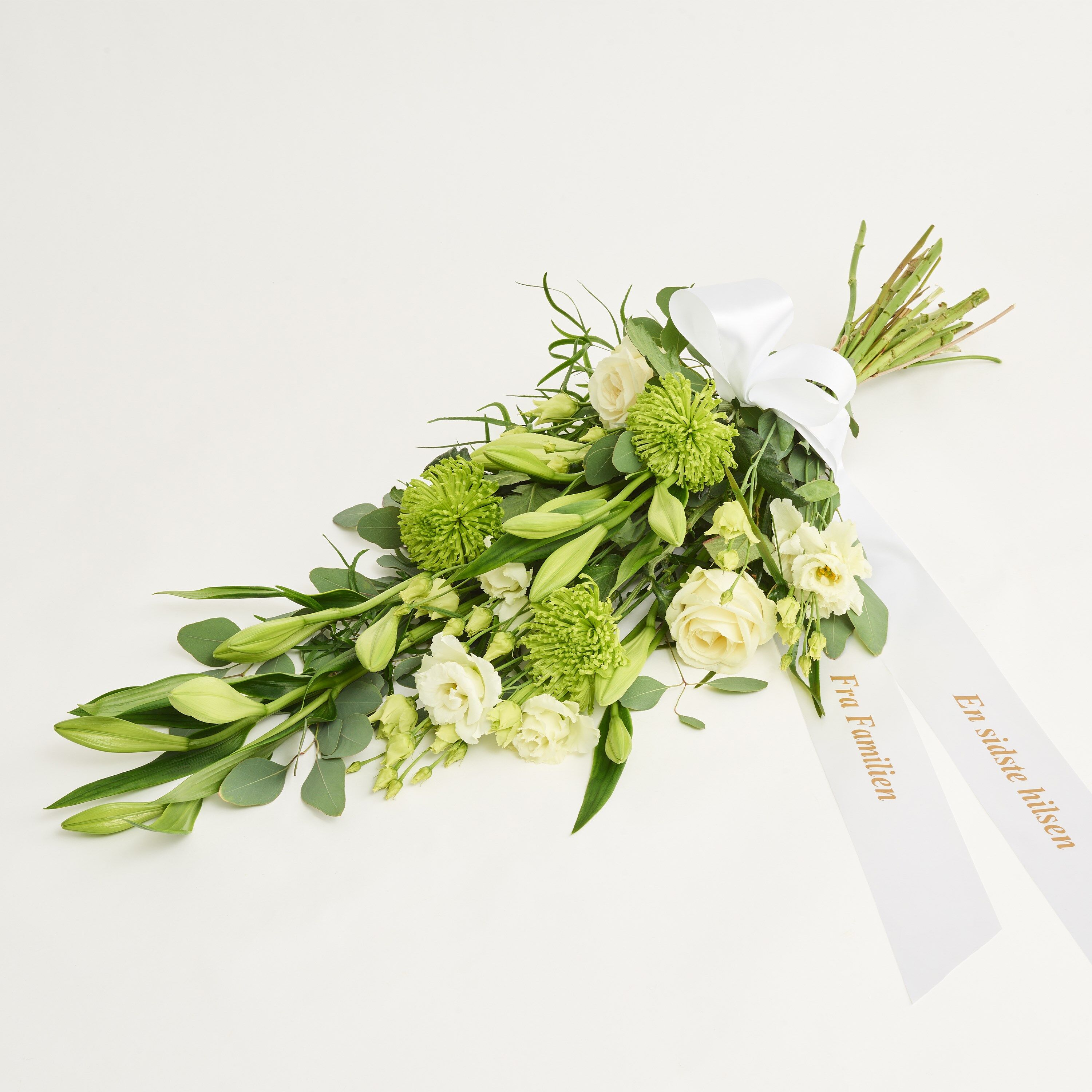 Funeral spray with ribbon