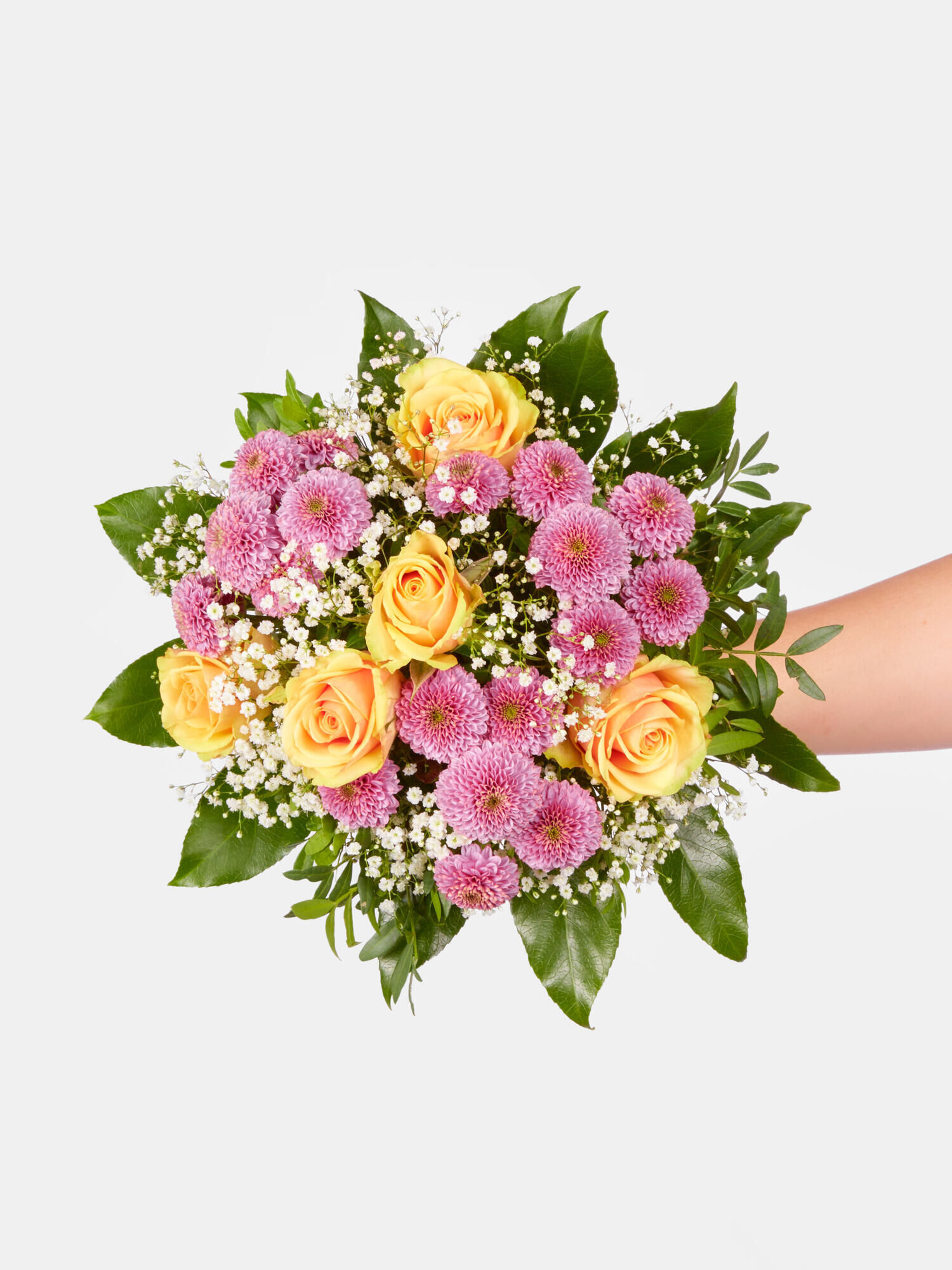 Strauß der Woche - Hauptblüte: Rosen - Hauptfarbe: Apricot, Rosa, Weiß