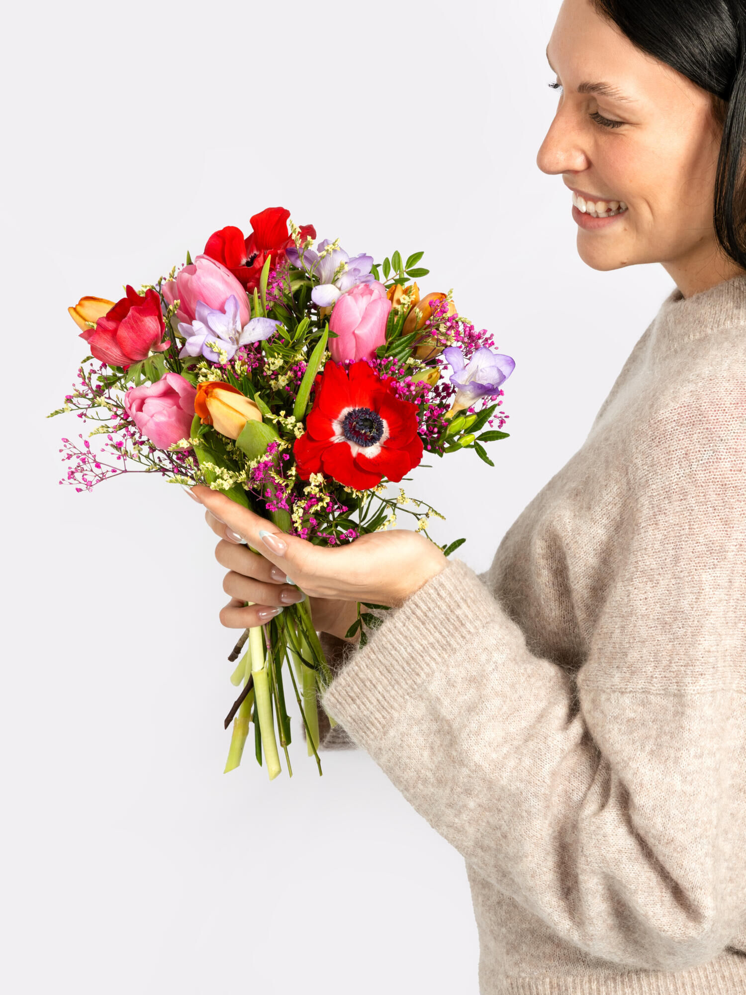 Eye-Catcher - Hauptblüte: Freesien, Tulpen - Hauptfarbe: Bunt