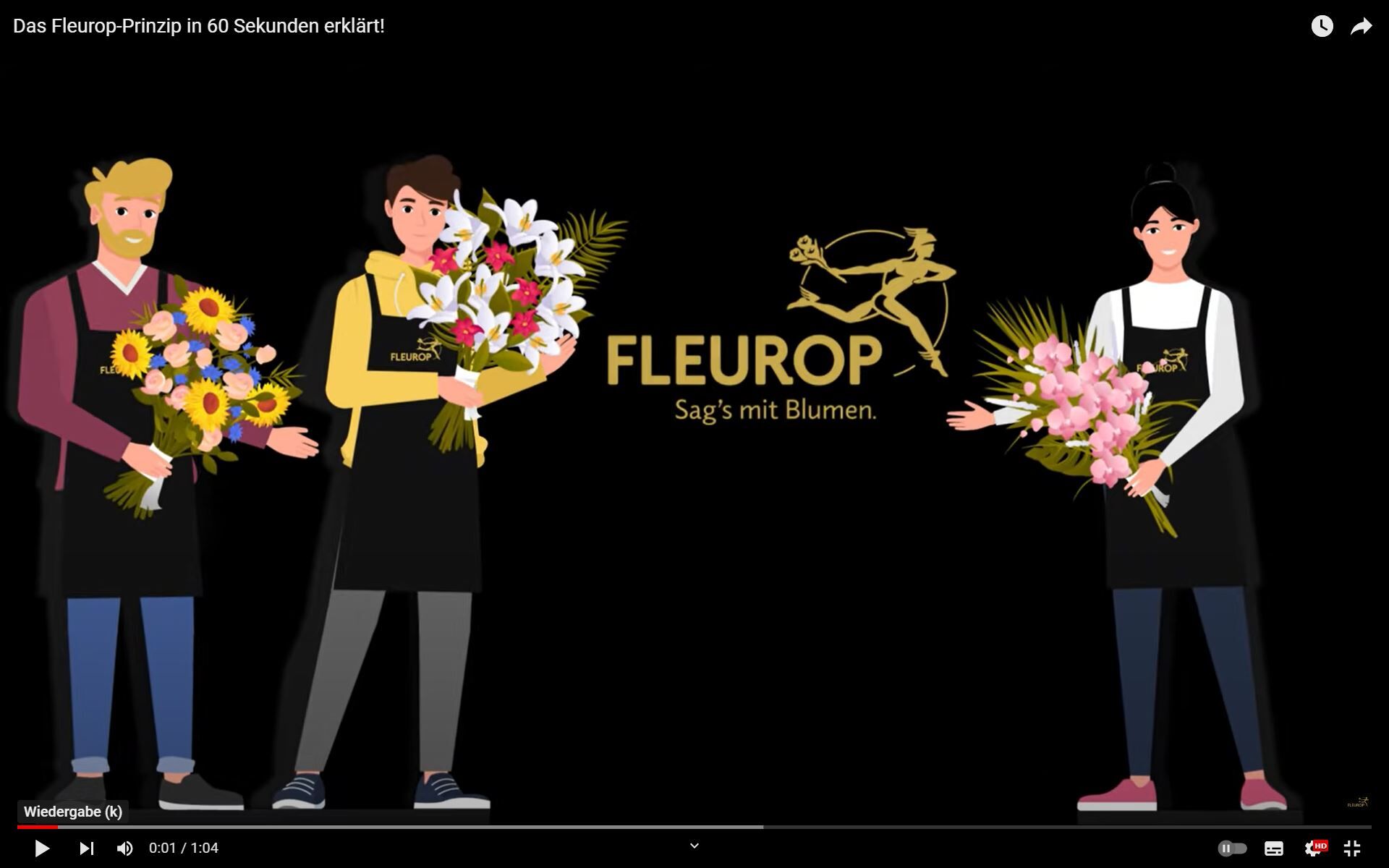Drei Floristen mit Blumensträußen