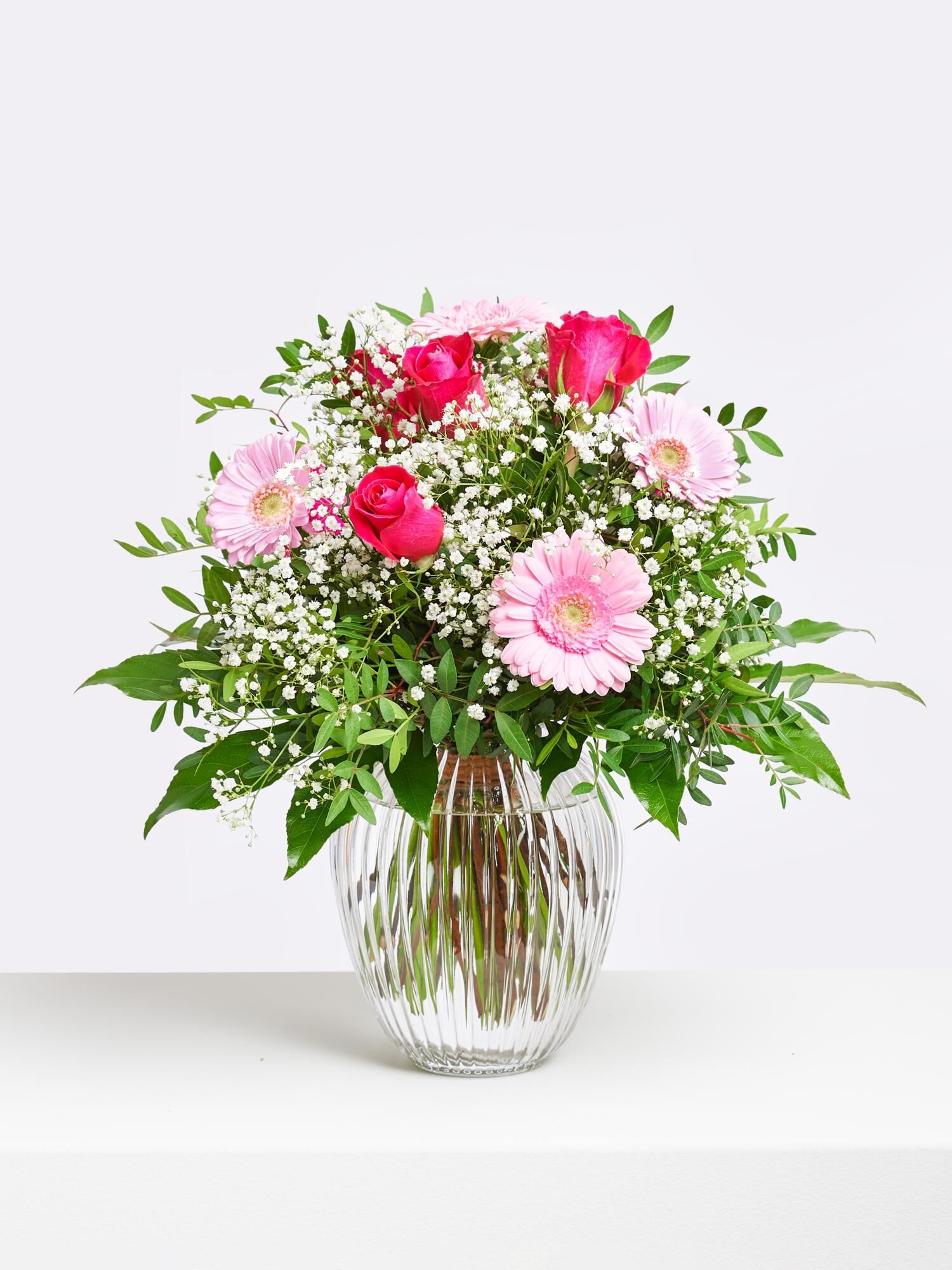 Strauß der Woche - Hauptblüte: Germini, Rosen - Hauptfarbe: Pink, Rosa