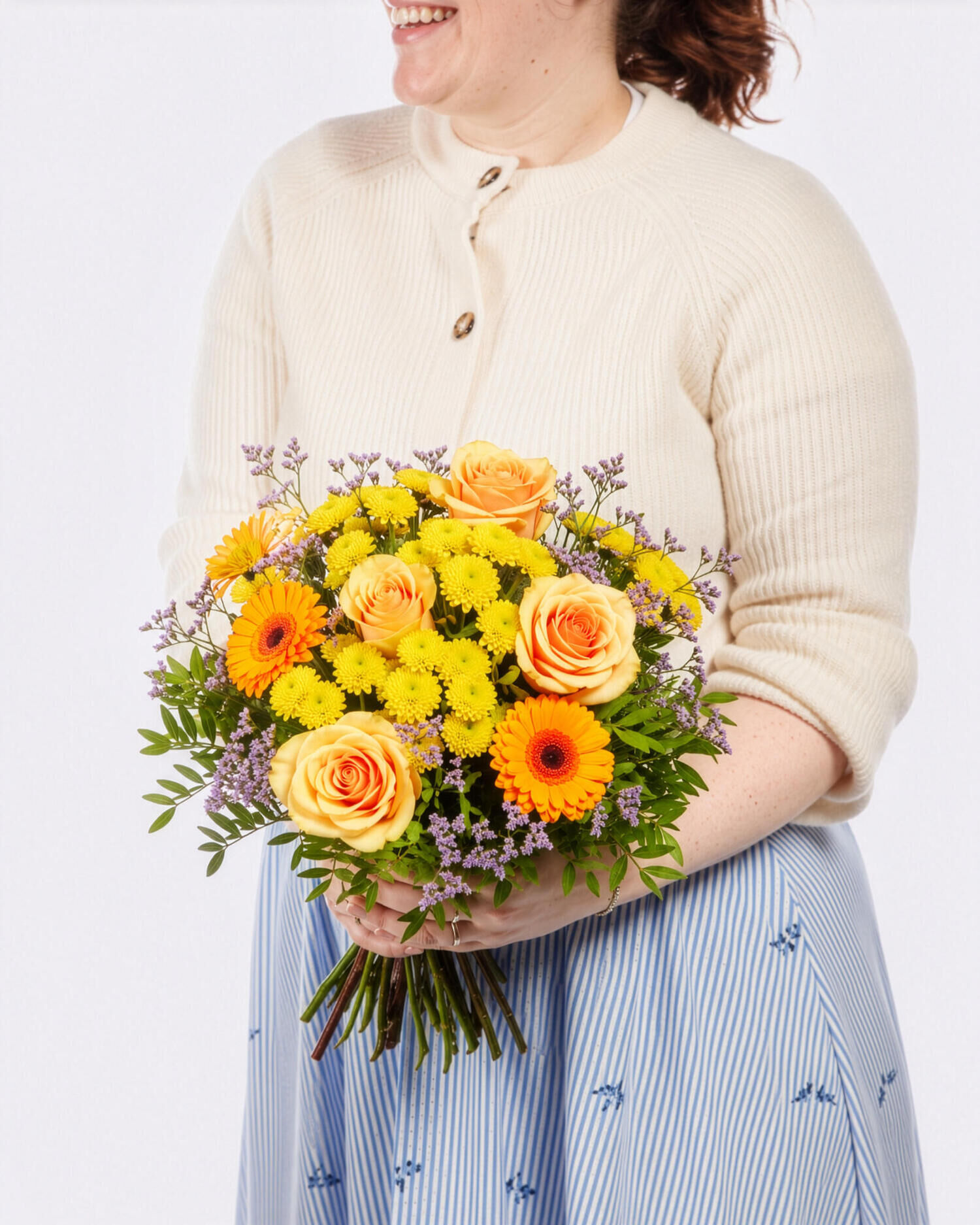 Strauß der Woche - Hauptblüte: Germini, Rosen - Hauptfarbe: Gelb, Orange