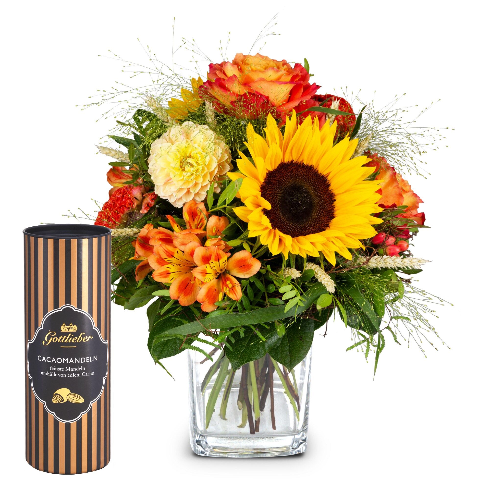 Flower bouquet 'Smiley' with Gottlieber cocoa almonds