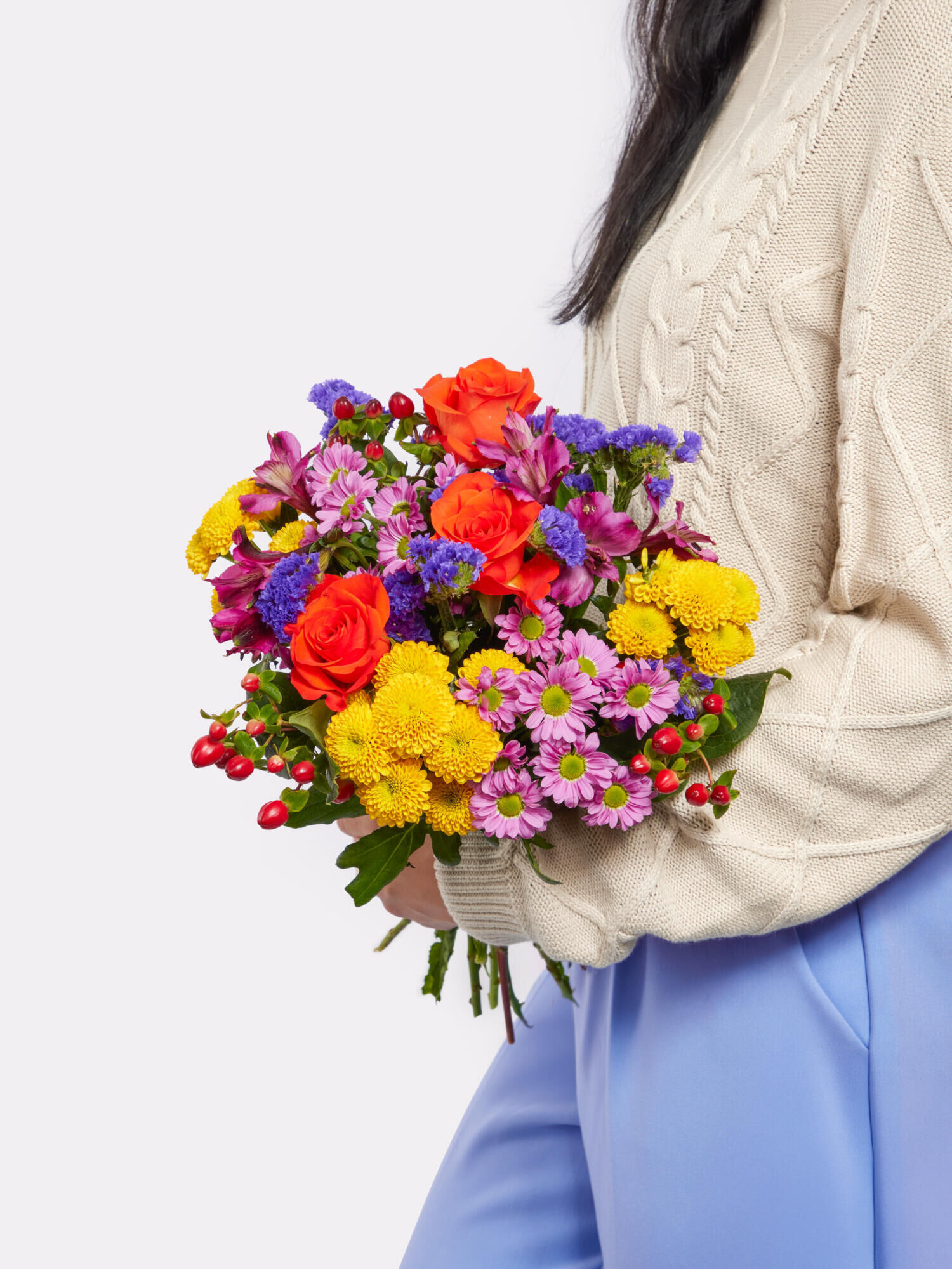 Kunterbunt - Hauptblüte: Chrysanthemen, Rosen - Hauptfarbe: Bunt