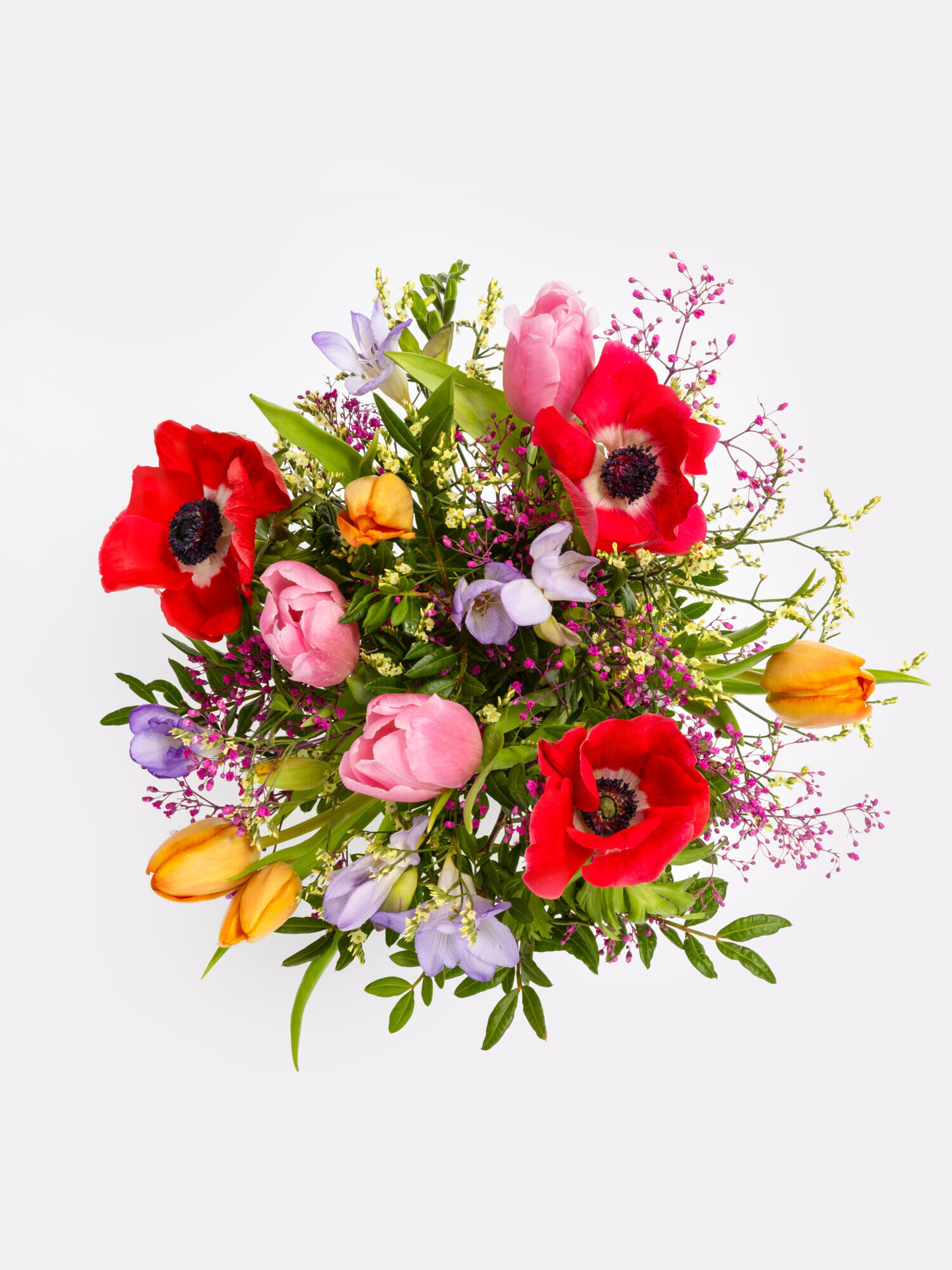 Eye-Catcher - Hauptblüte: Freesien, Tulpen - Hauptfarbe: Bunt