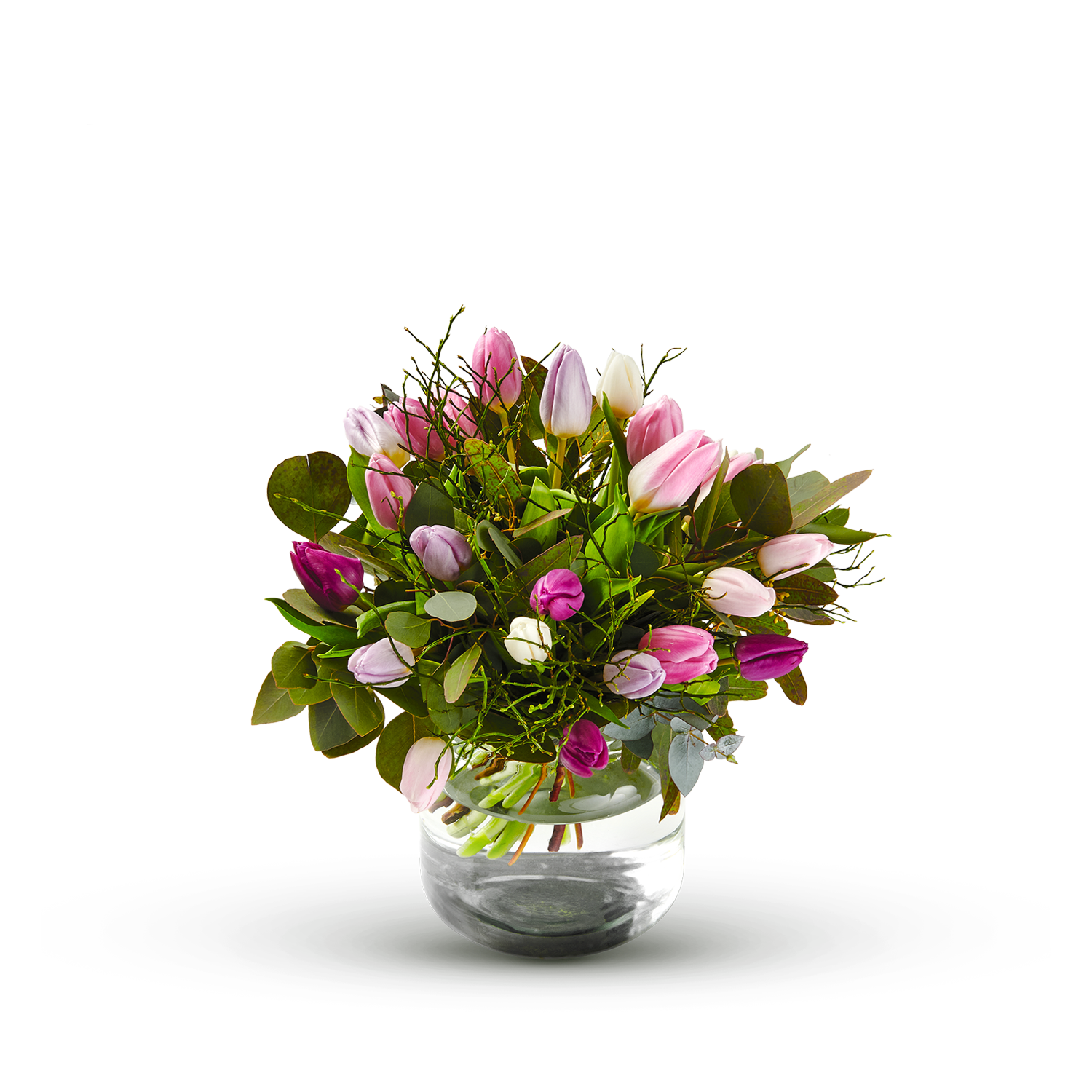 Bouquet with tulips in pastel