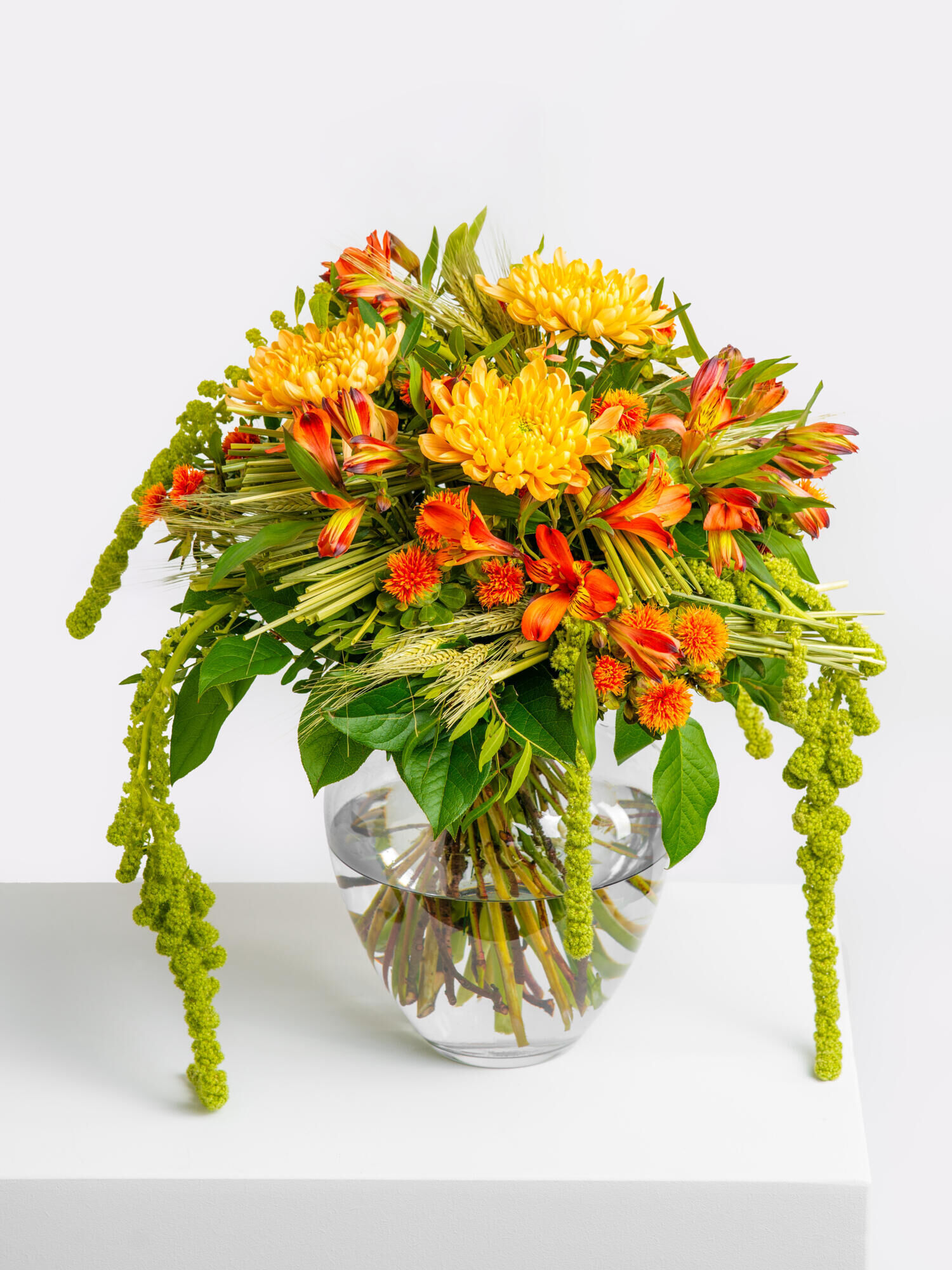 Stürmische Liebe - Hauptblüte: Alstromerien, Chrysanthemen - Hauptfarbe: Orange