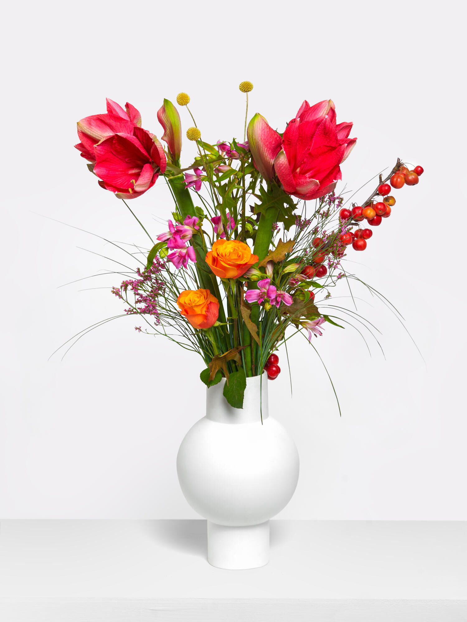 Ruby Star - Hauptblüte: Alstromerien, Amaryllis, Rosen - Hauptfarbe: Orange, Pink, Rot