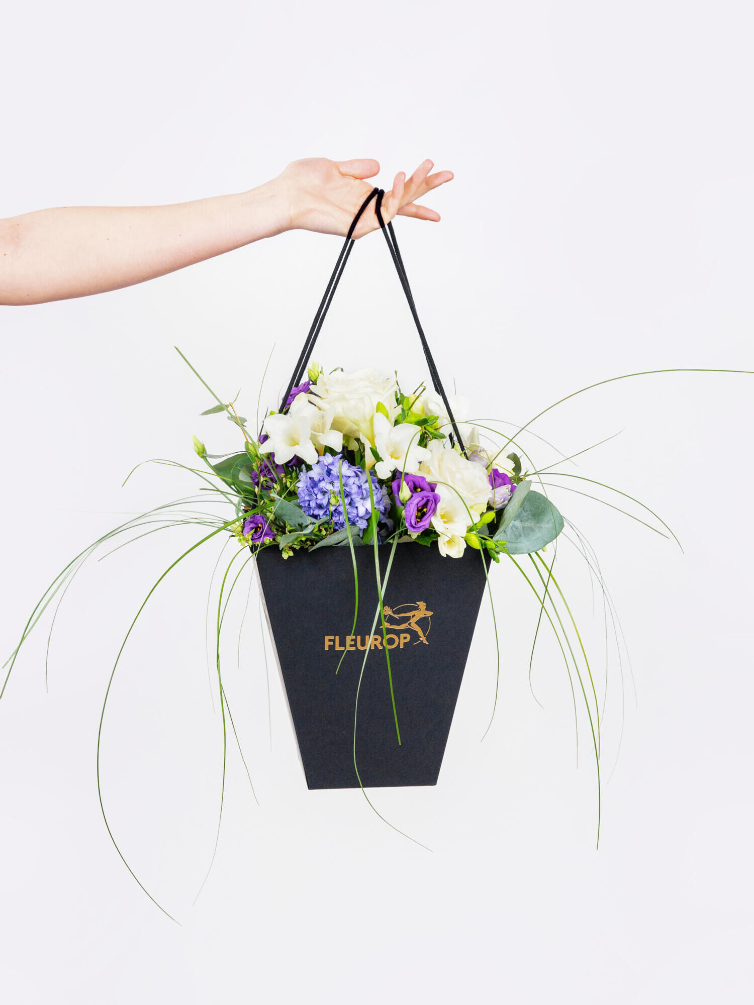 Cloud Magic - Main Colors: BLUE, WHITE - Main Flowers: EUSTOMA, FREESIA, HYACINTHS, ROSES