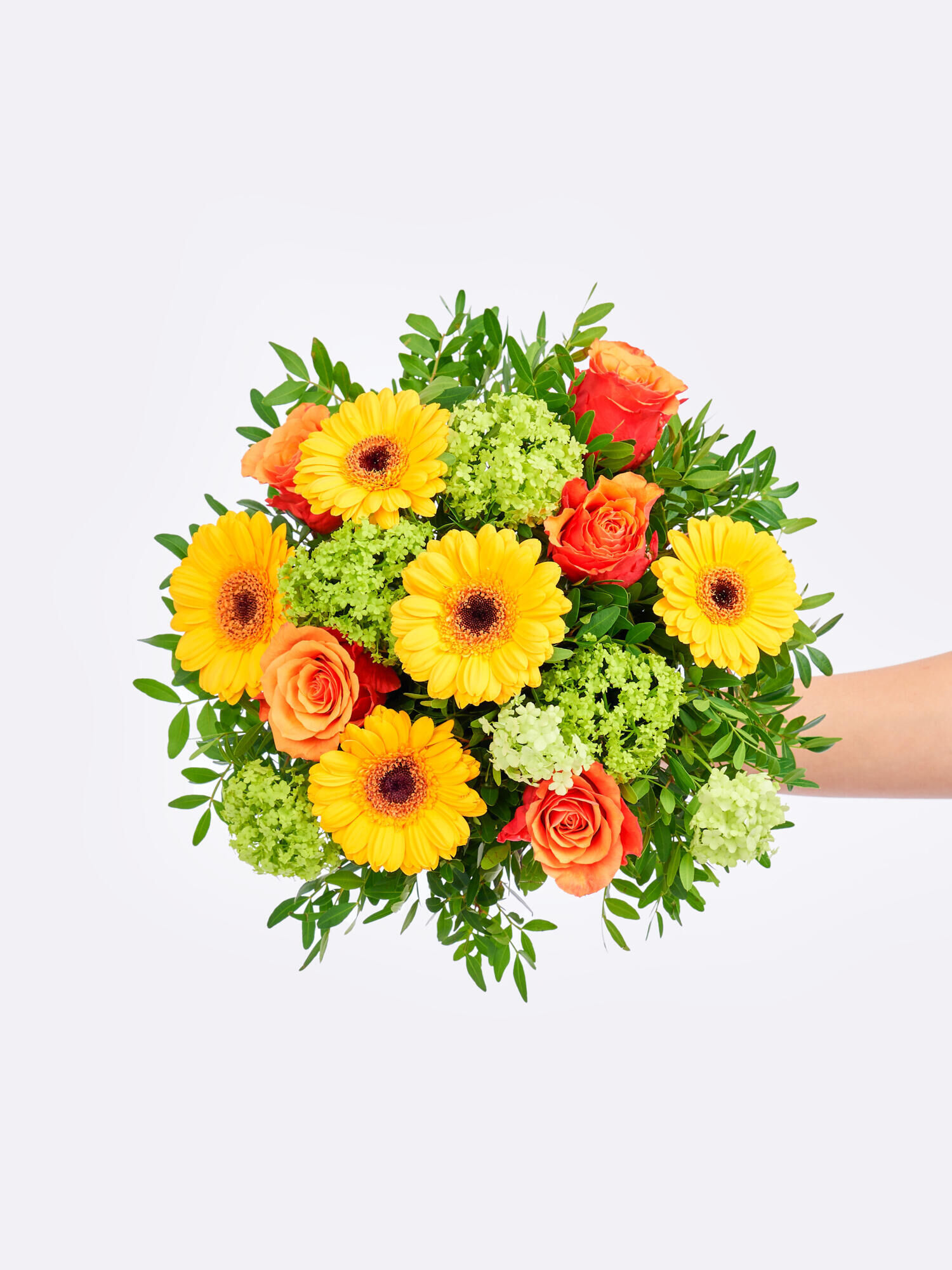 Strauß der Woche - Hauptblüte: Germini, Rosen - Hauptfarbe: Gelb, Orange