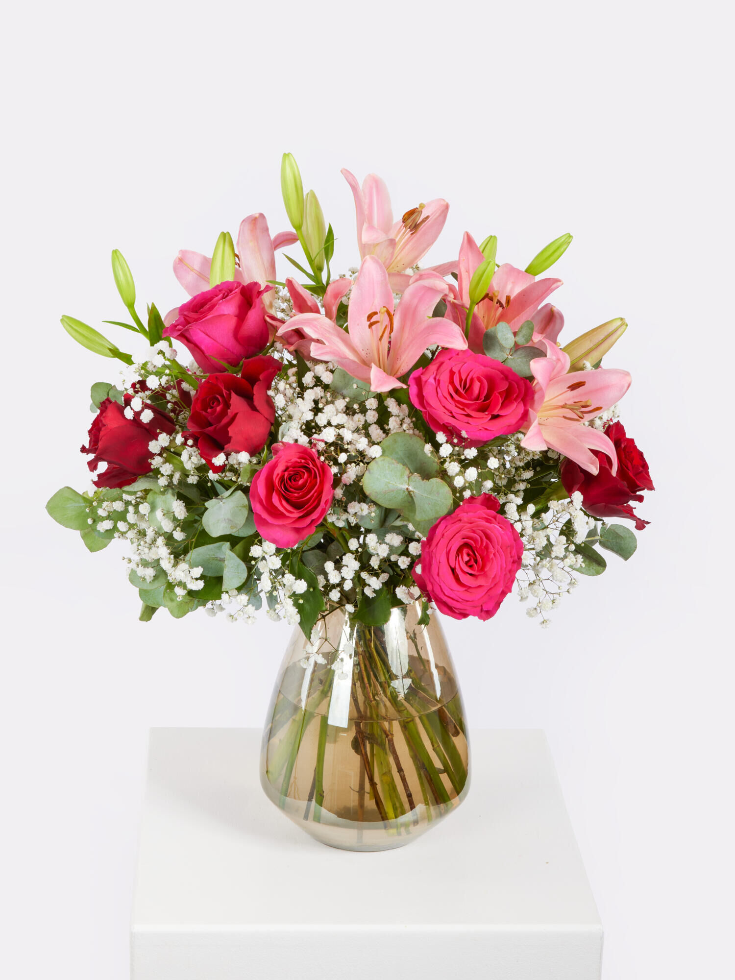 Glamorous Charm - Hauptblüte: Lilien, Rosen - Hauptfarbe: Pink, Rosa, Rot