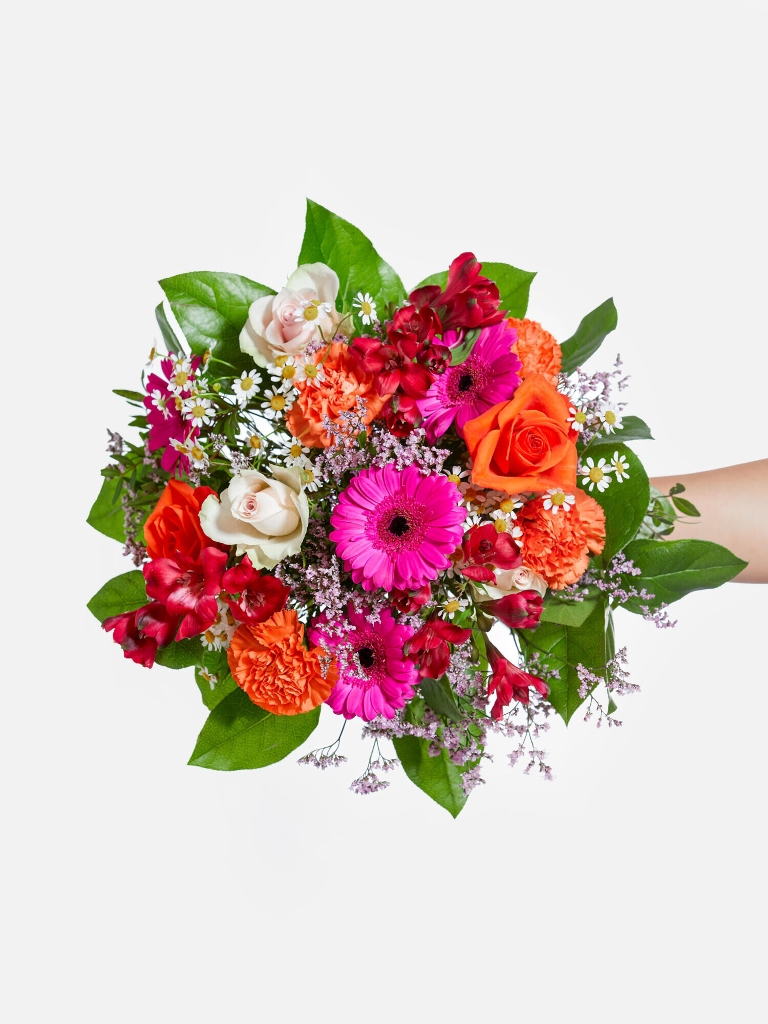 1000 Küsse  - Hauptblüte: Alstromerien, Germini, Nelken, Rosen - Hauptfarbe: Bunt