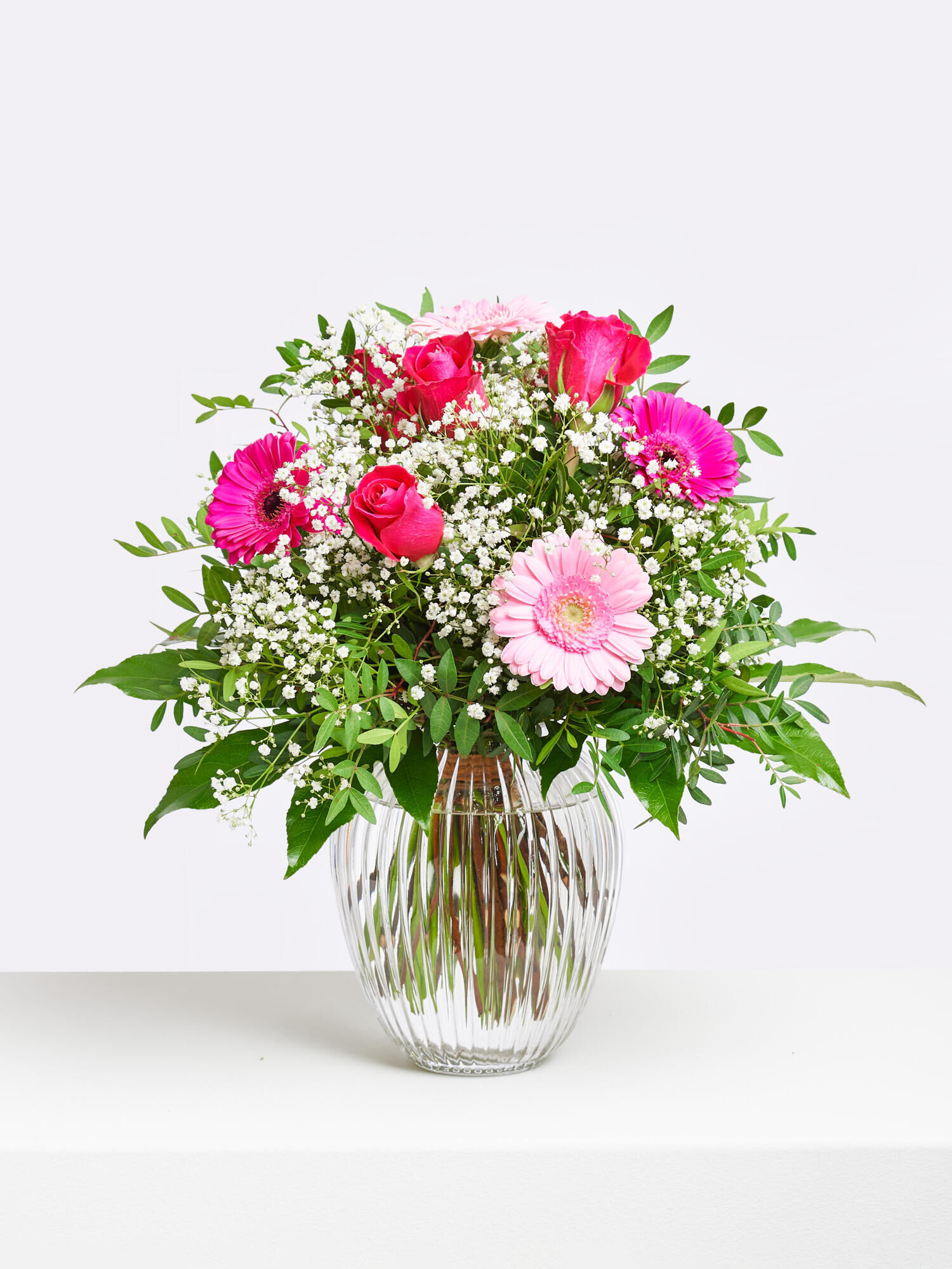 Strauß der Woche - Hauptblüte: Germini, Rosen - Hauptfarbe: Pink, Rosa