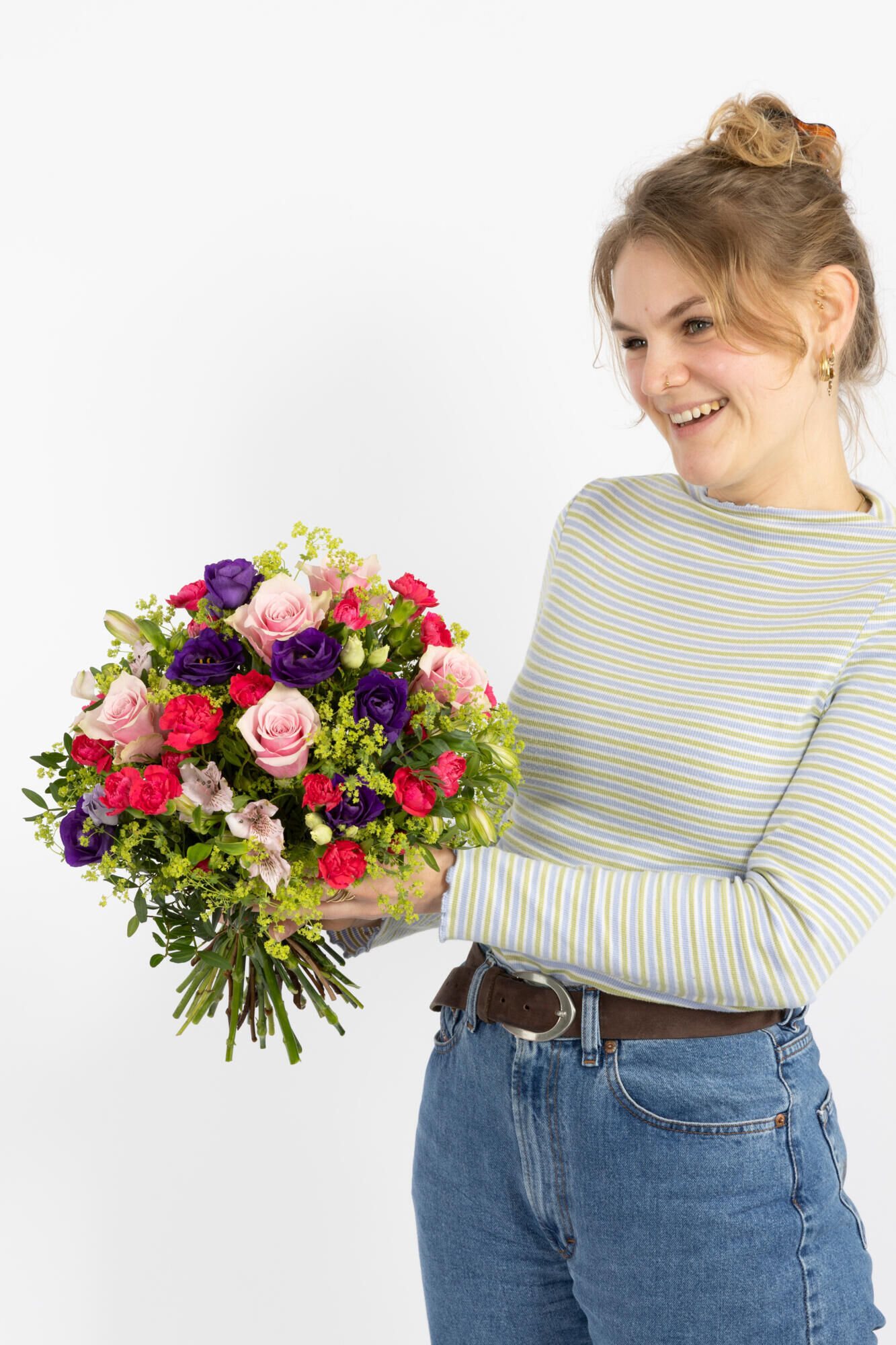 Beste Mama - Hauptblüte: Alstromerien, Eustoma, Rosen - Hauptfarbe: Rosa, Violett