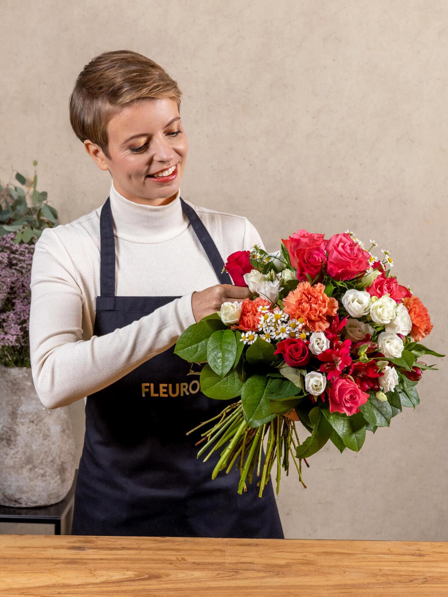 Because I Love You - Main Colors: APRICOT, PINK, WHITE - Main Flowers: ALSTROEMERIA, CARNATIONS, ROSES
