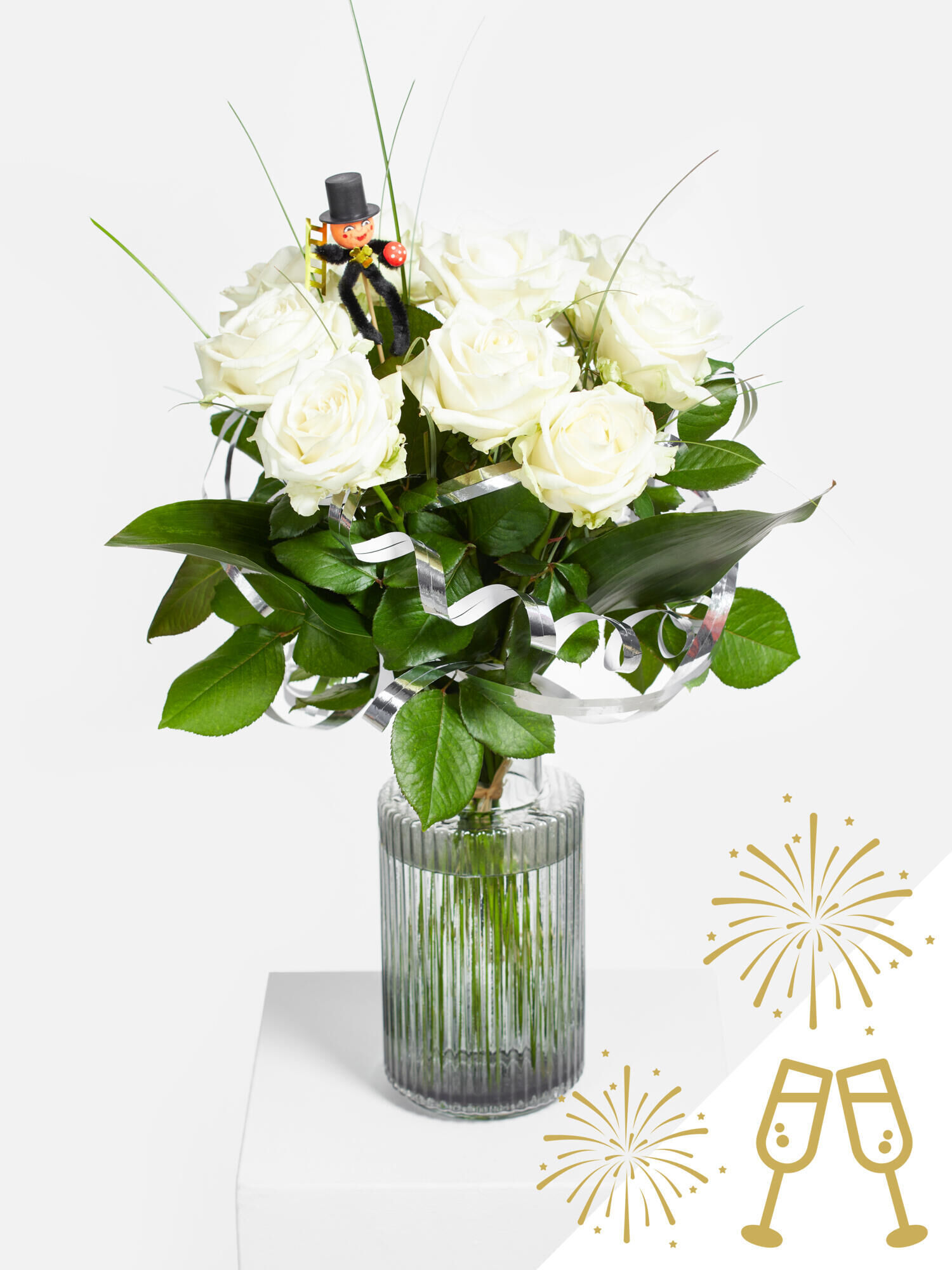 Neujahrsgrüße  - Hauptblüte: Rosen - Hauptfarbe: Weiß