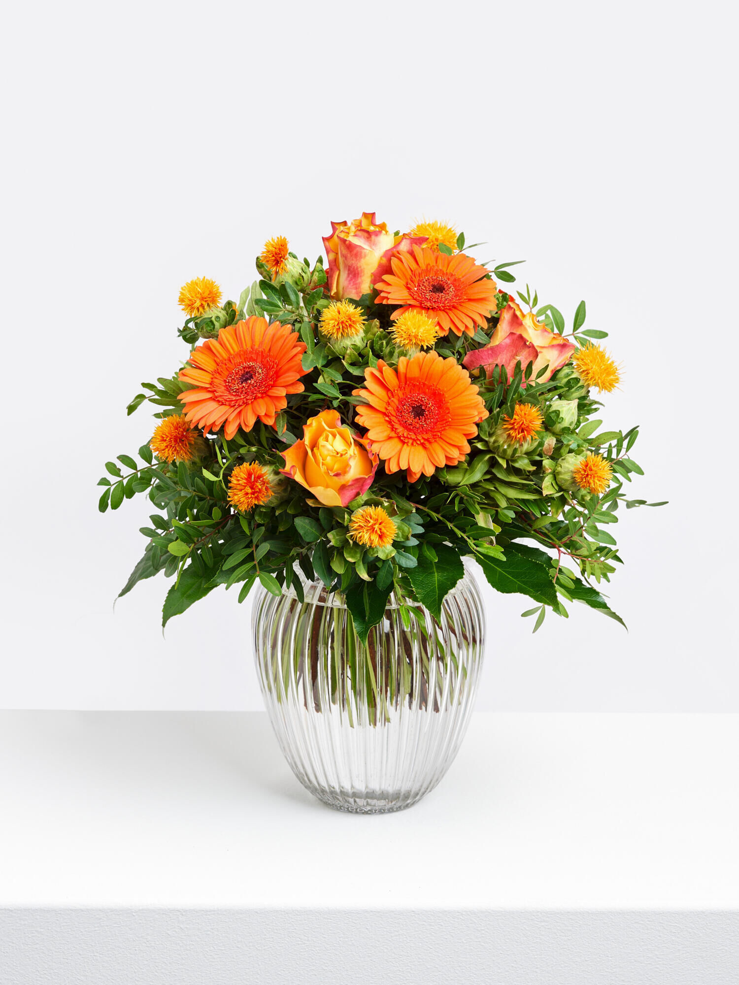 Strauß der Woche - Hauptblüte: Germini, Rosen - Hauptfarbe: Orange