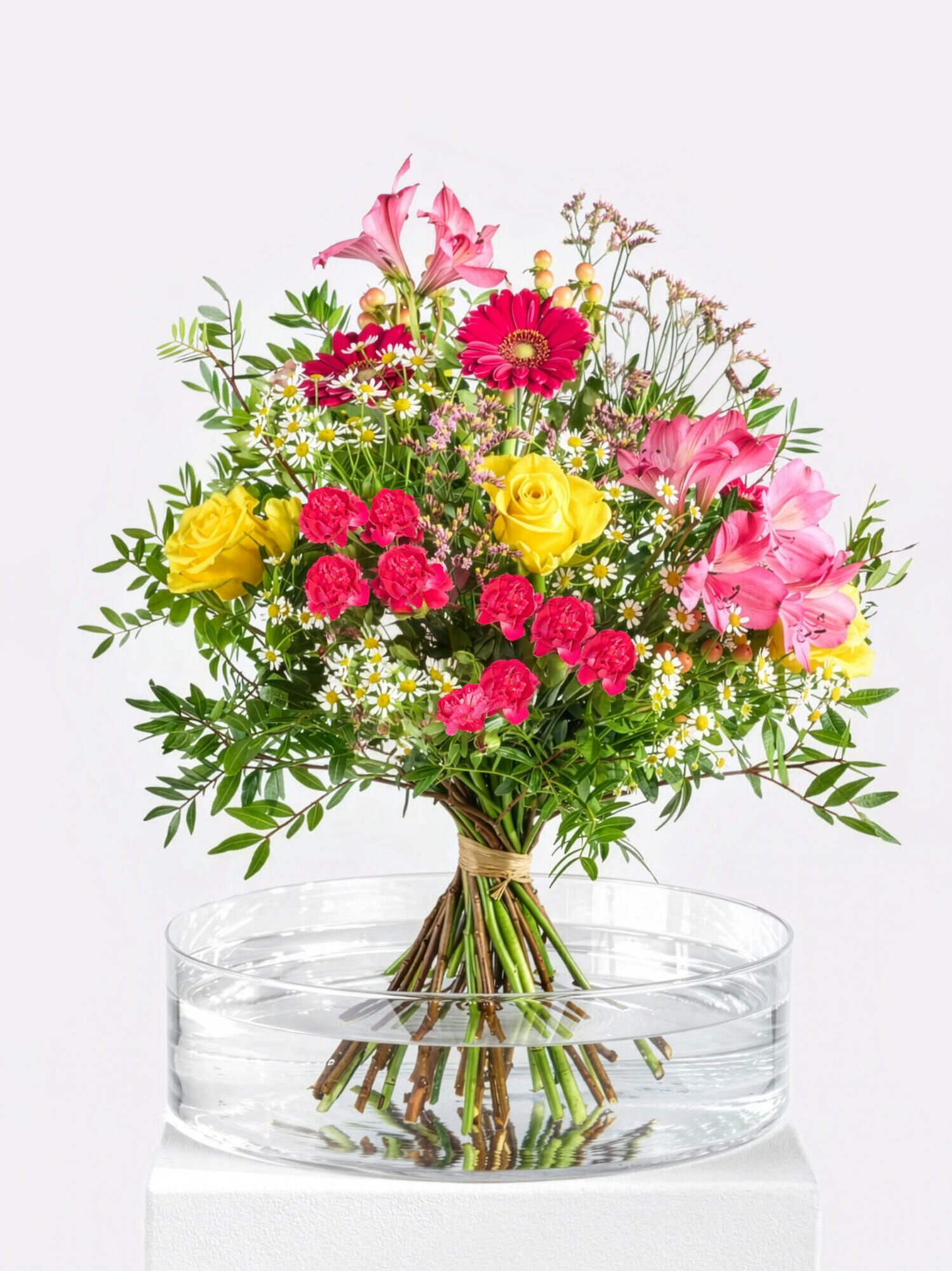 Ich hab Dich lieb - Hauptblüte: Alstromerien, Germini, Rosen - Hauptfarbe: Gelb, Pink, Rosa, Weiß