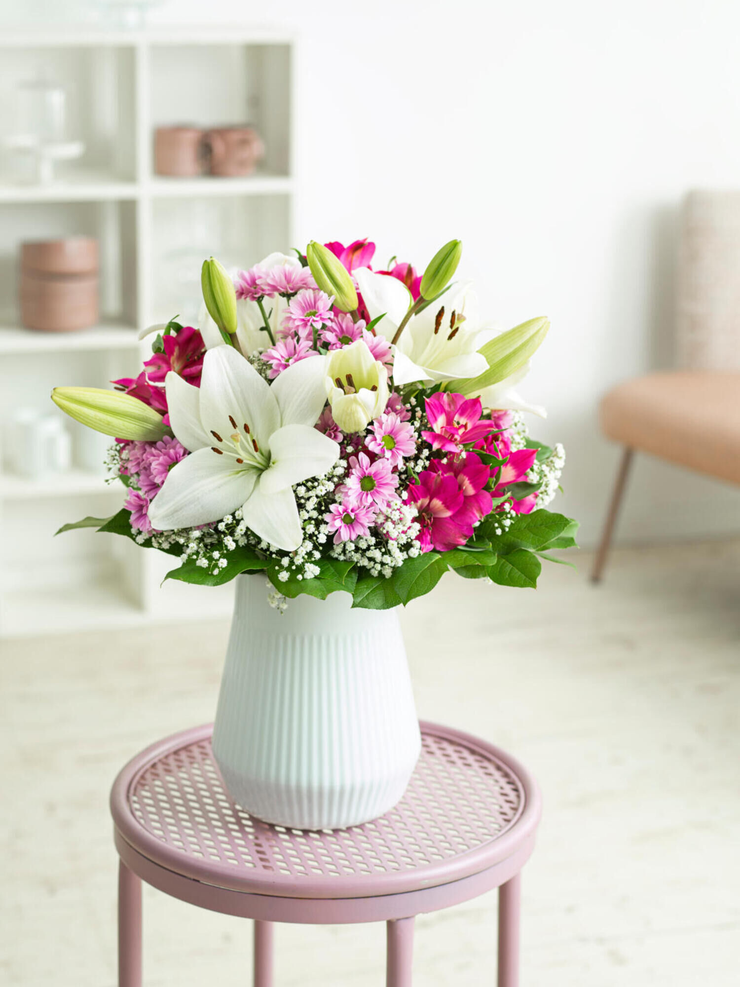 Zauberhafter Augenblick - Hauptblüte: Alstromerien, Lilien - Hauptfarbe: Pink, Rosa, Weiß