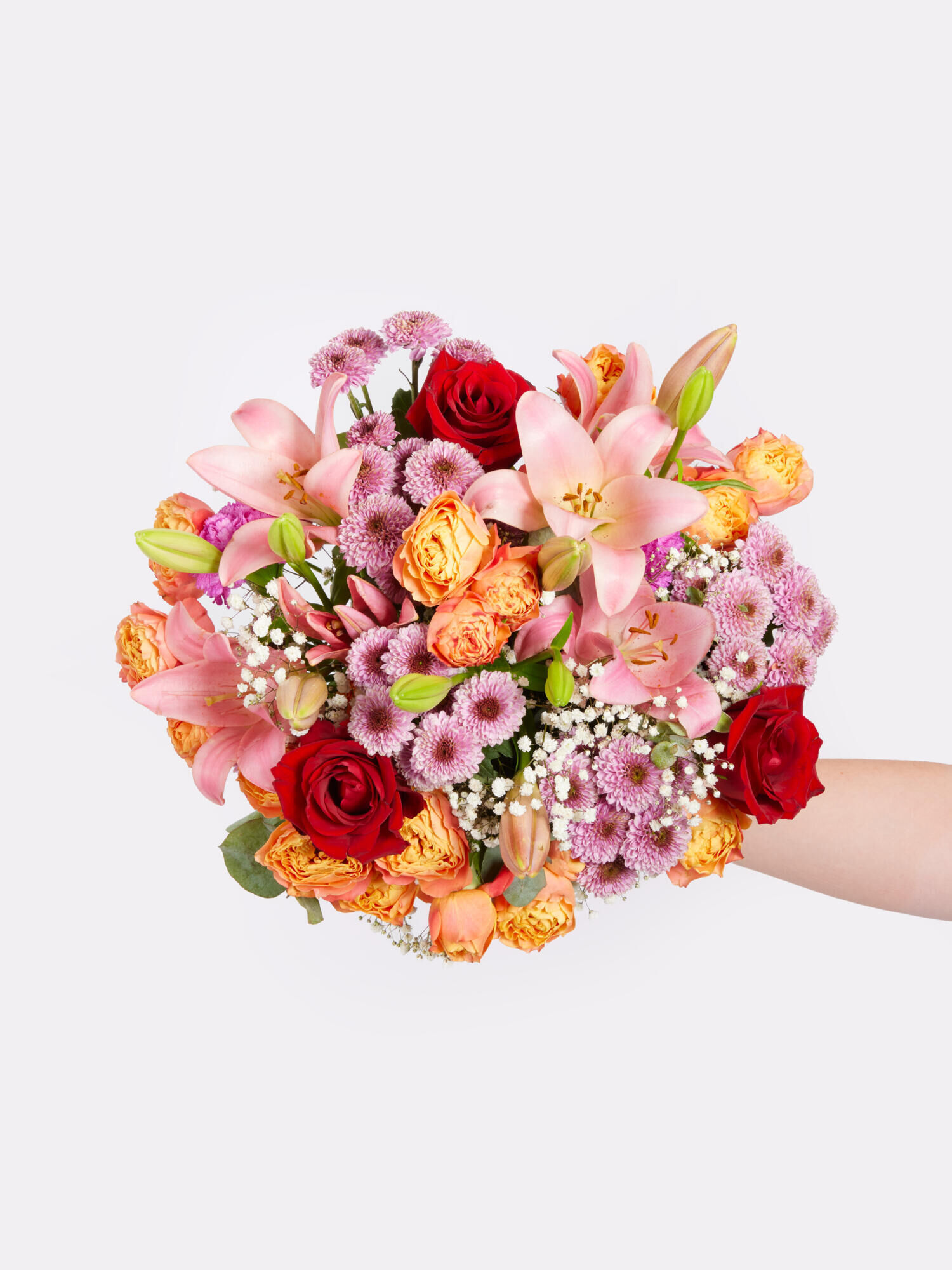 Charisma - Hauptblüte: Lilien, Nelken, Rosen - Hauptfarbe: Orange, Pink, Rosa, Rot