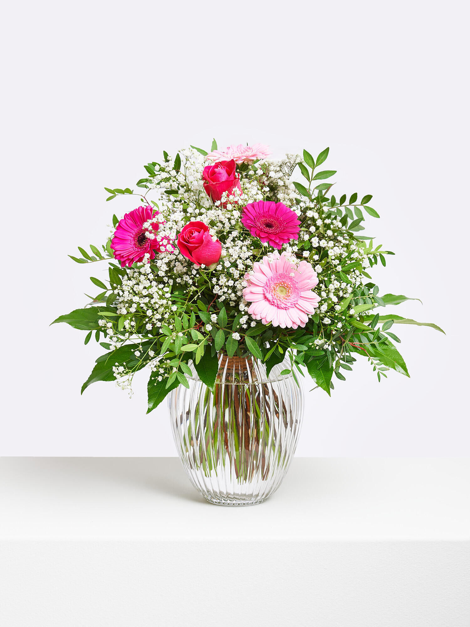 Strauß der Woche - Hauptblüte: Germini, Rosen - Hauptfarbe: Pink, Rosa