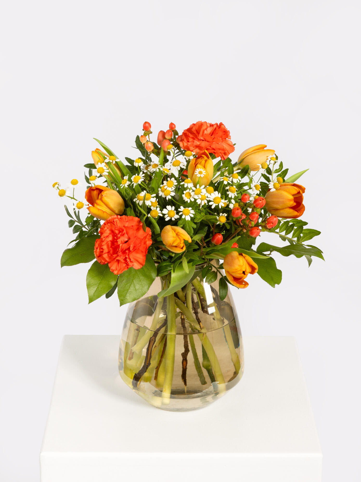 Spring Sunrise - Hauptblüte: Nelken, Tulpen - Hauptfarbe: Apricot, Orange